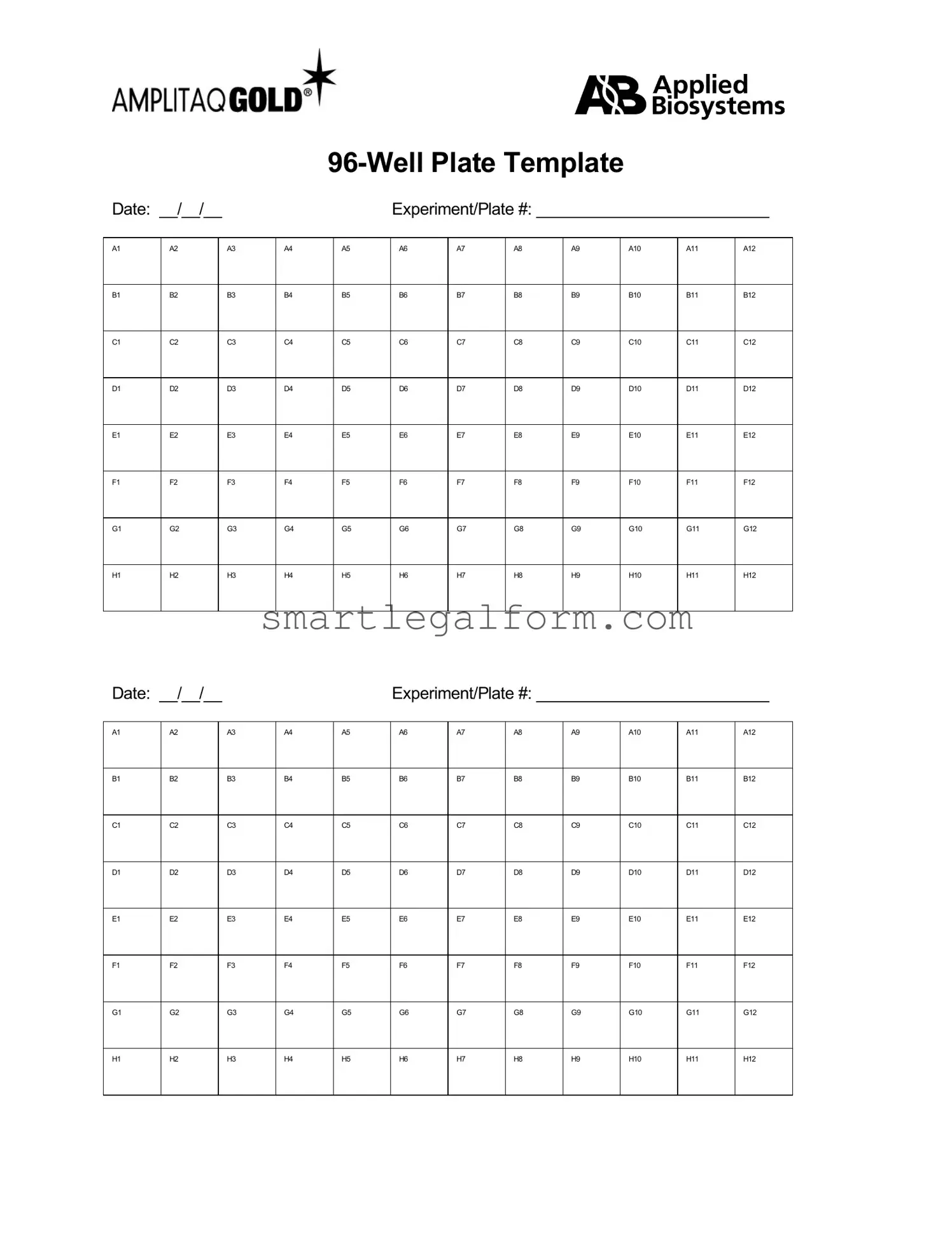 Free 96 Well Form