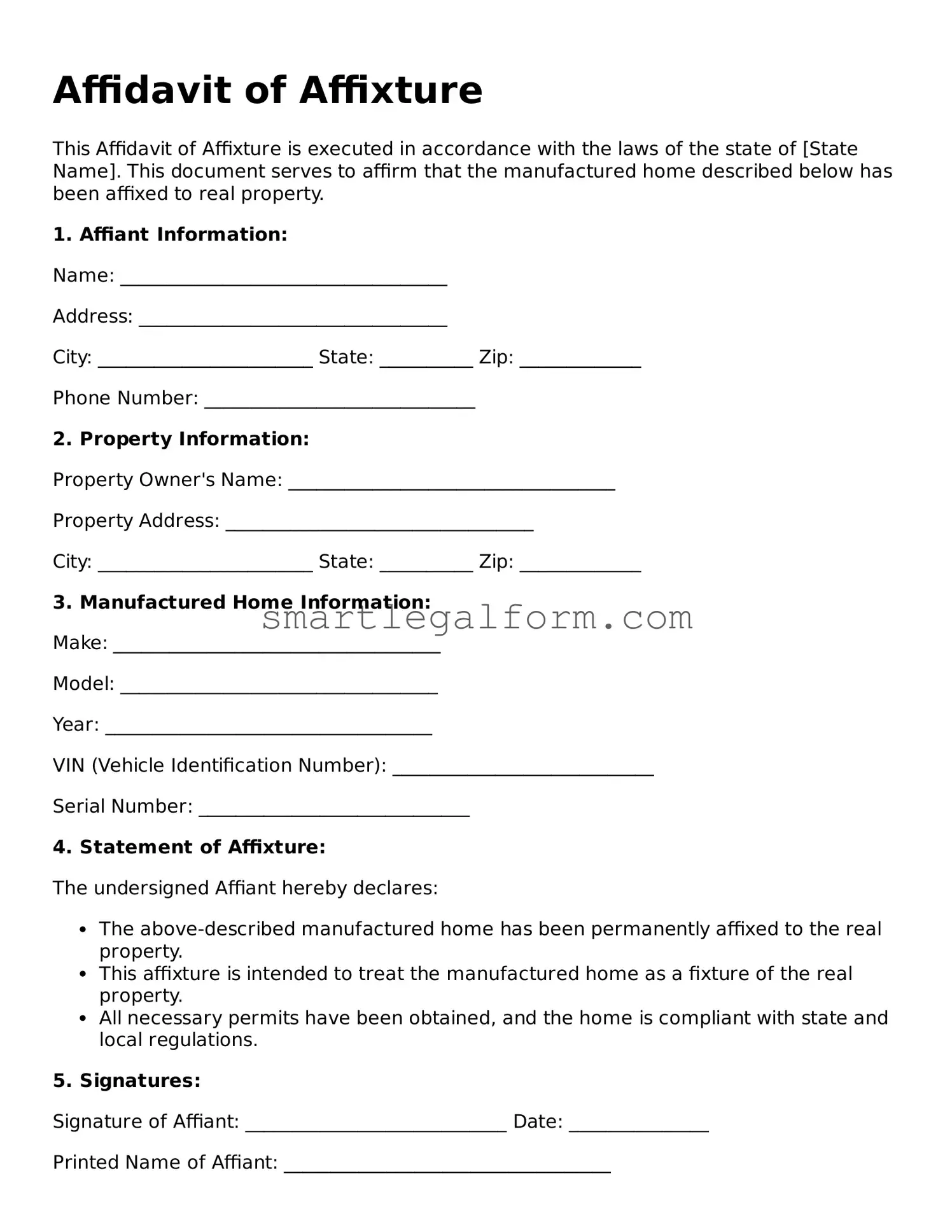 Attorney-Approved Affidavit of Affixture Form