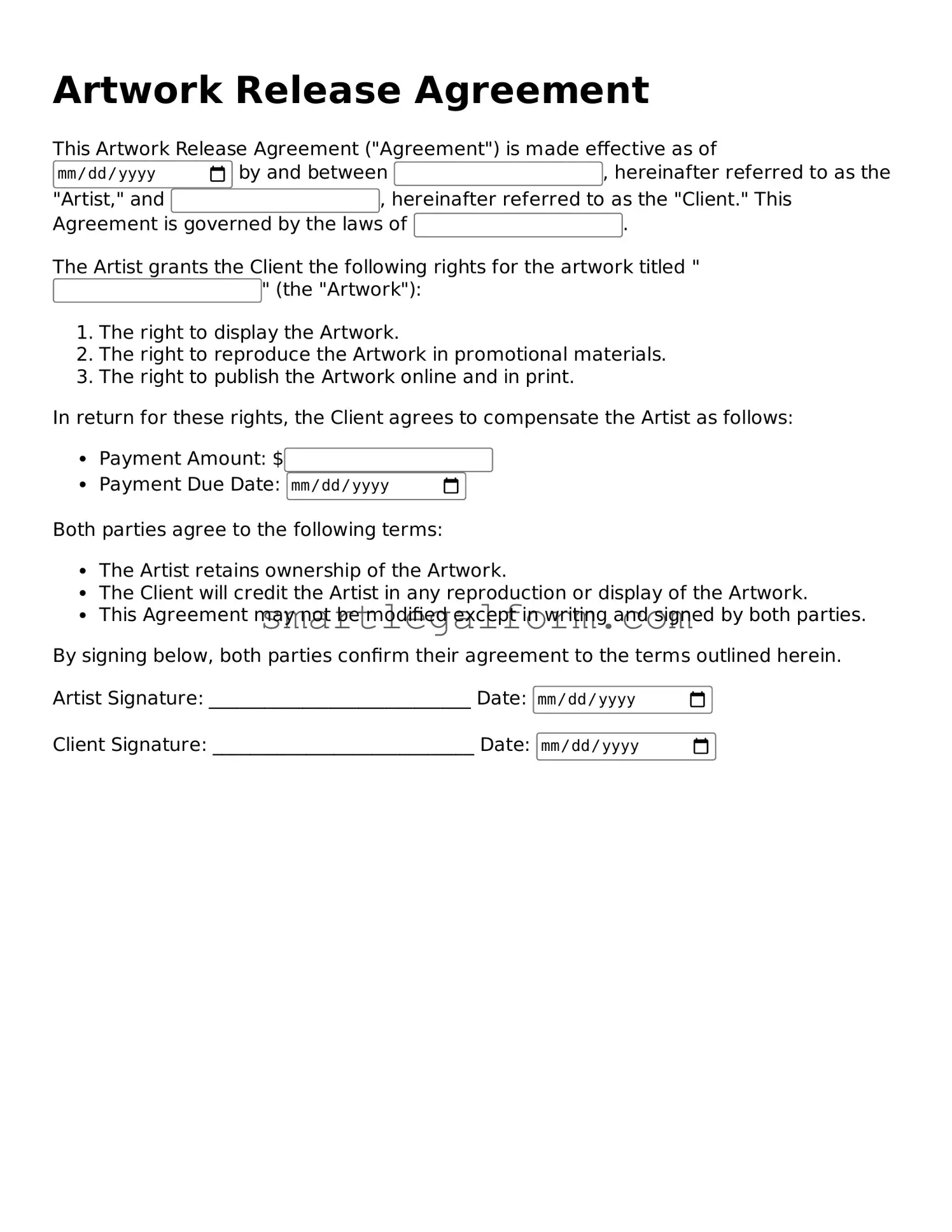 Attorney-Approved Artwork Release Form