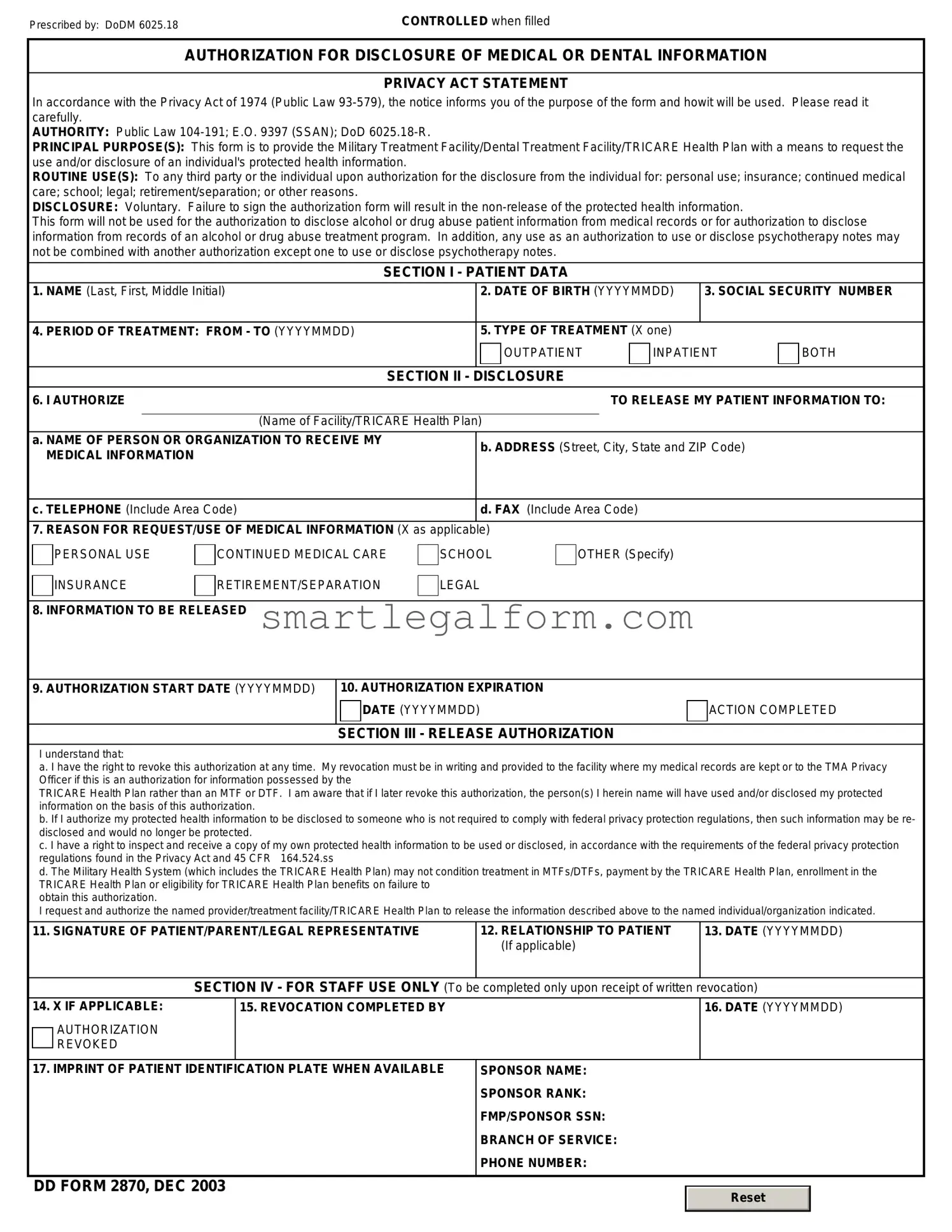 Free DD 2870 Form