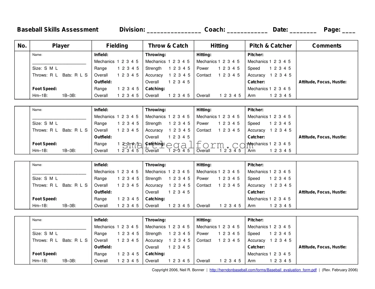 Free Baseball Assessment Form