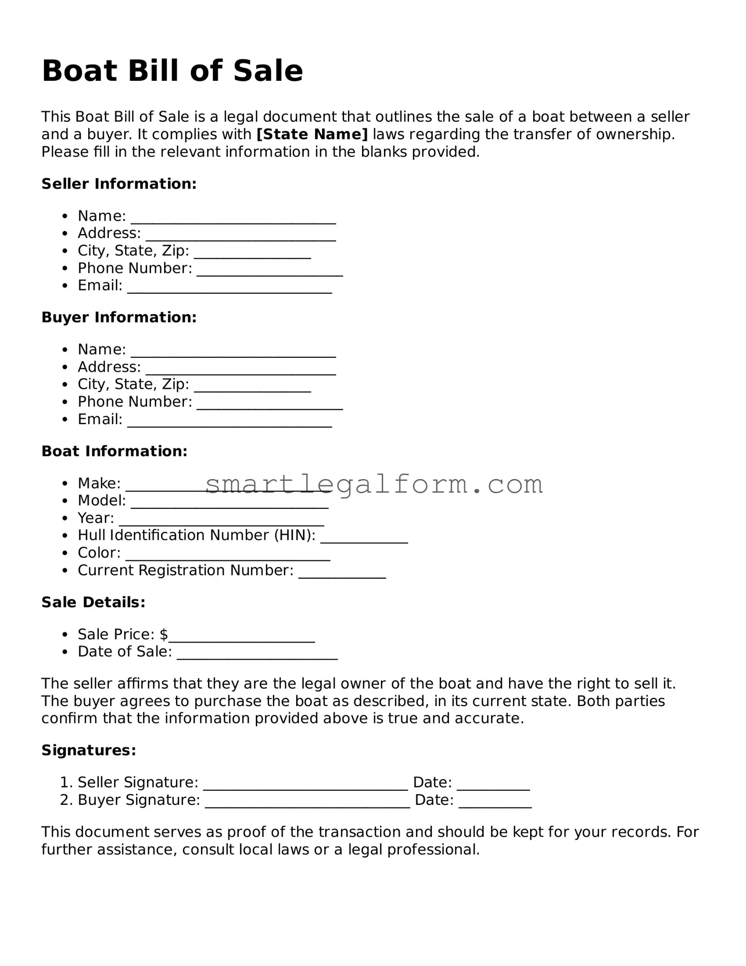 Attorney-Approved Boat Bill of Sale Form