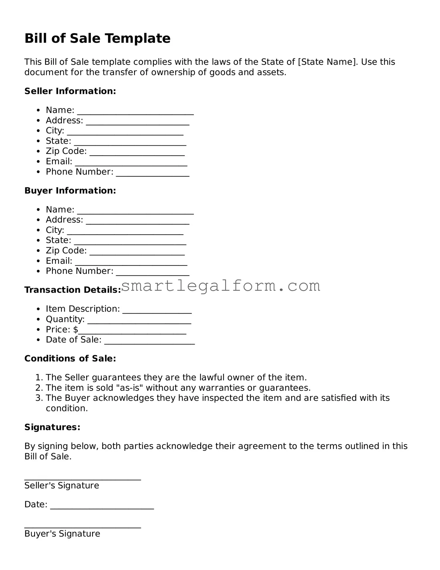 Attorney-Approved Bill of Sale Form