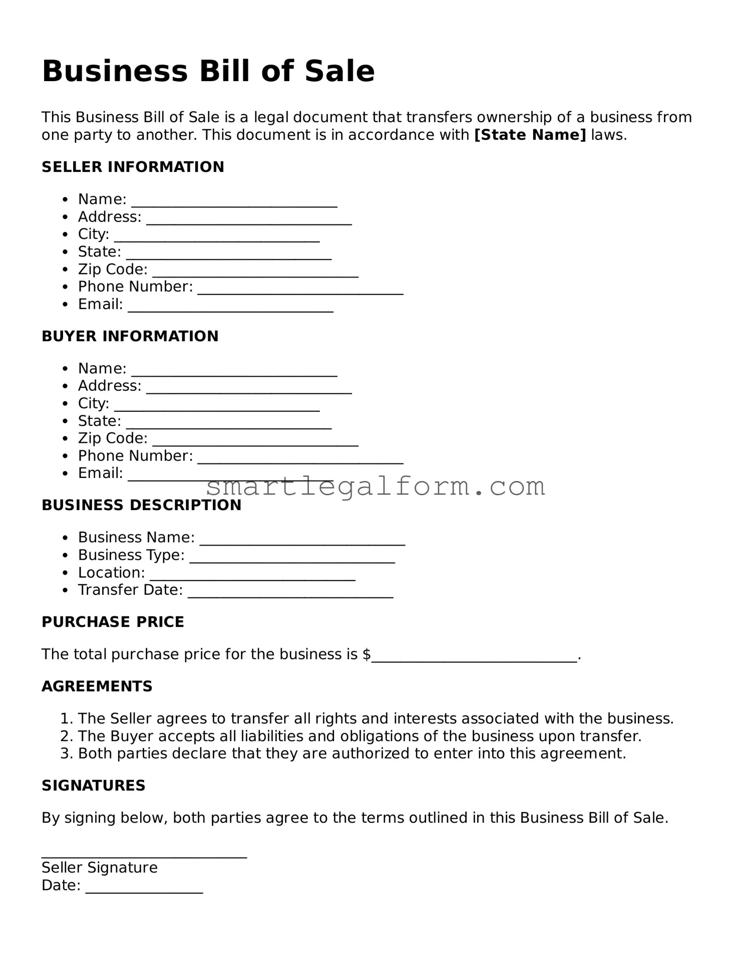 Attorney-Approved Business Bill of Sale Form