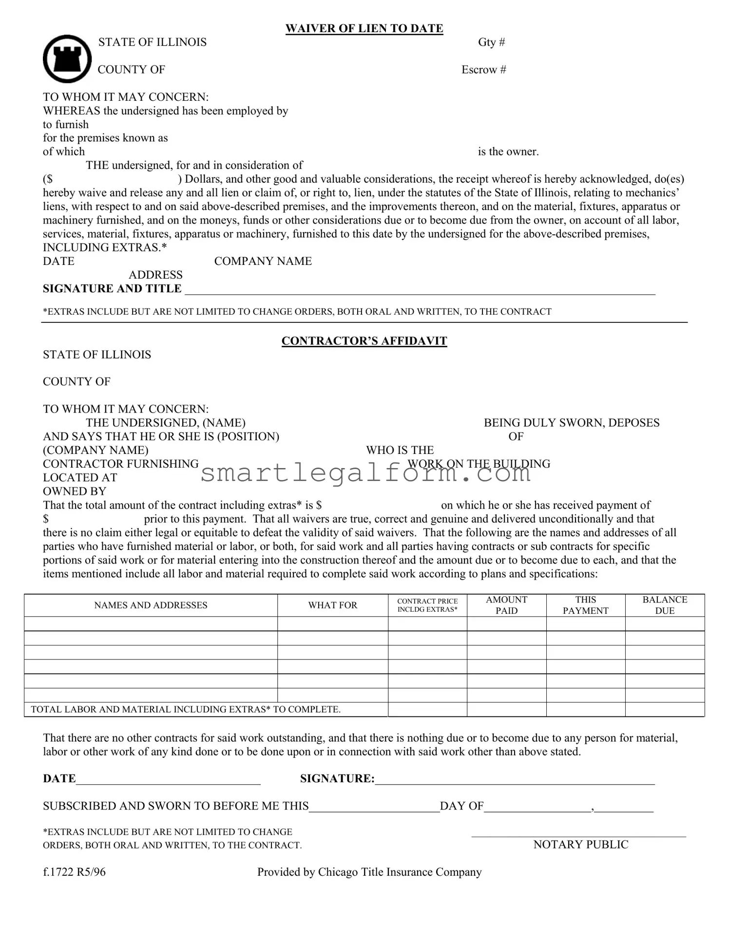 Free Chicago Title Waiver Format Form