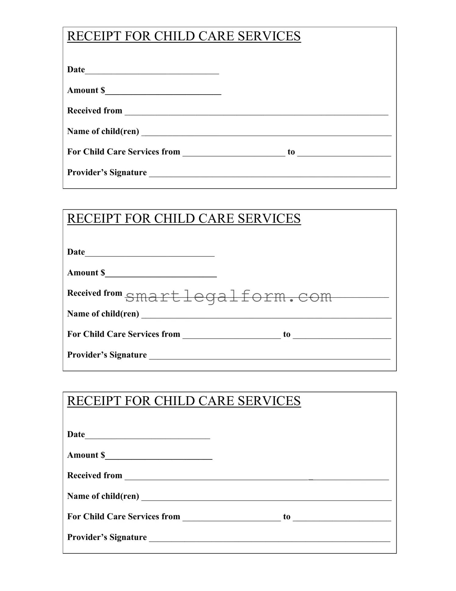 Free Childcare Receipt Form