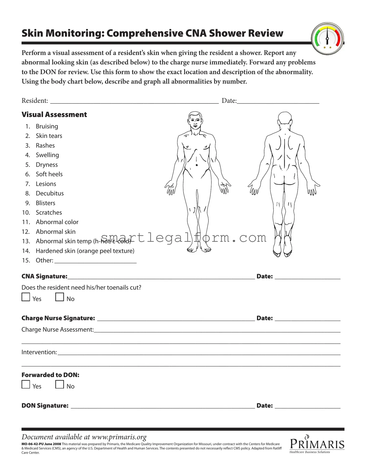 Free Cna Shower Sheets Form