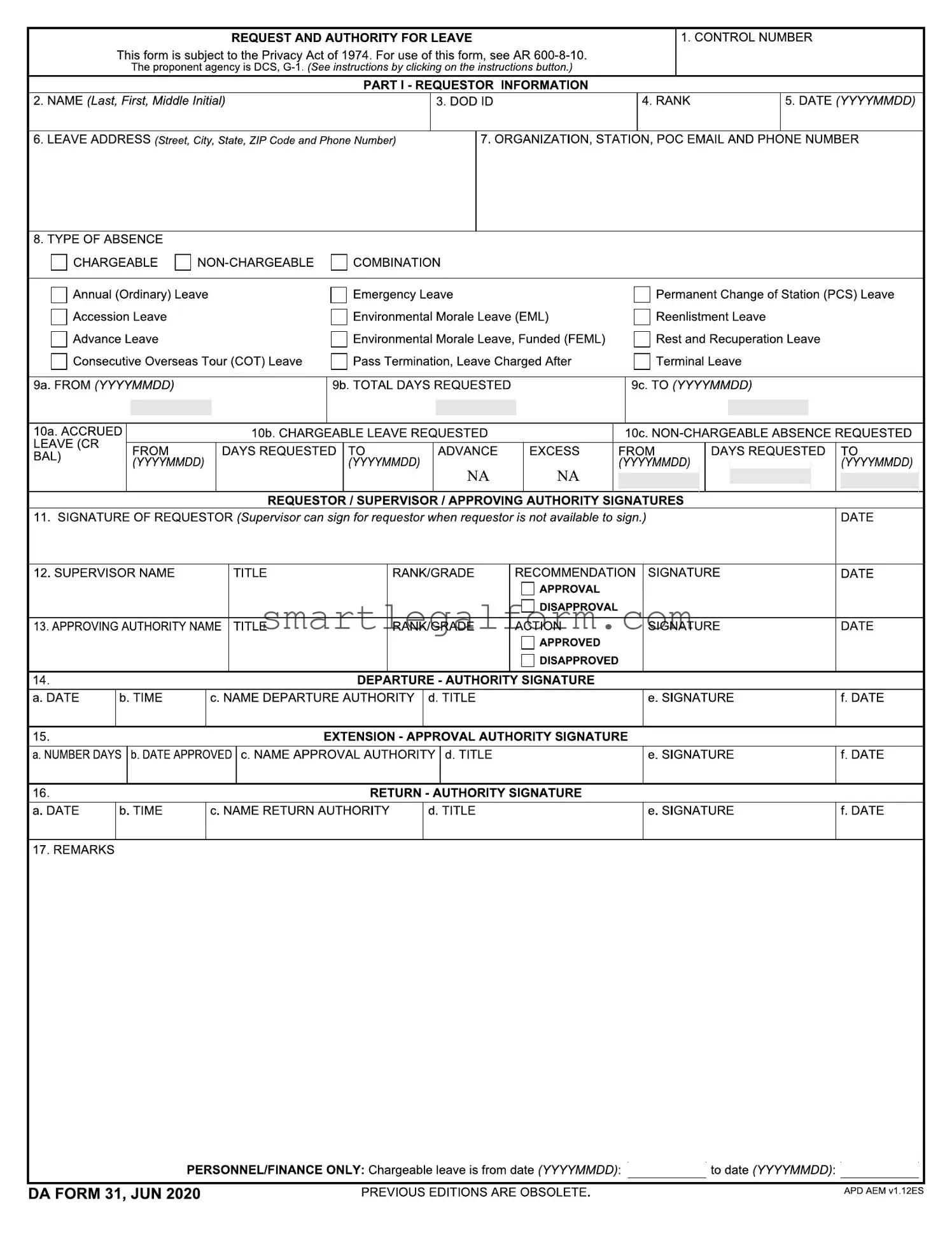 Free Da 31 Form