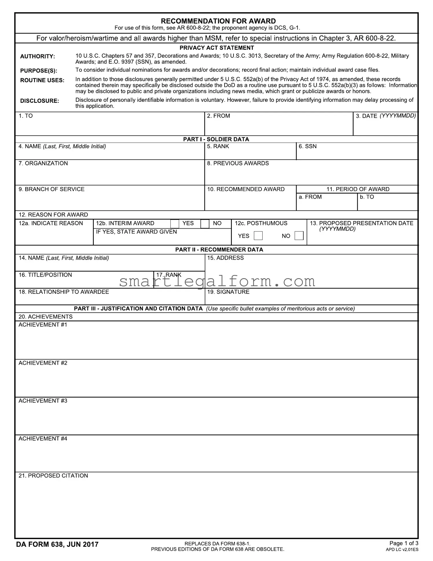 Free Da 638 Form