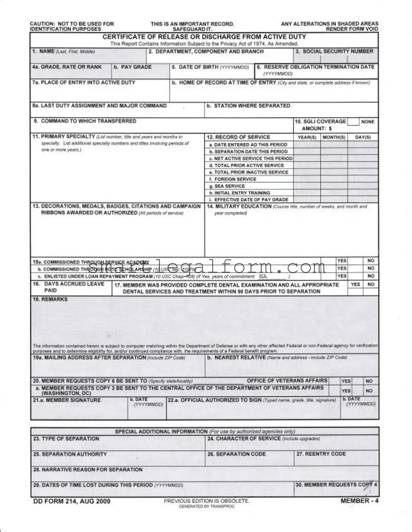 Free Dd 214 Form