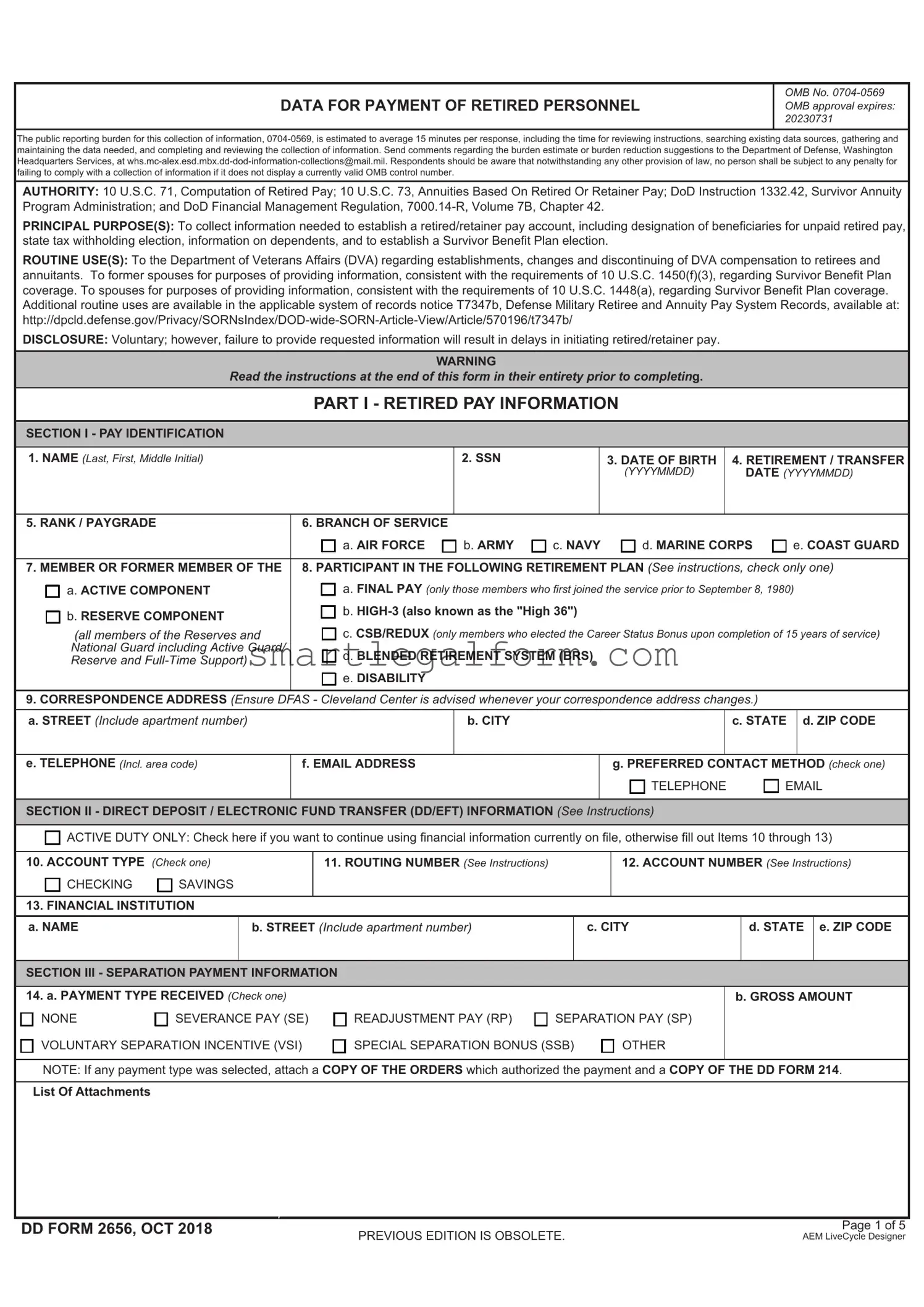 Free DD 2656 Form
