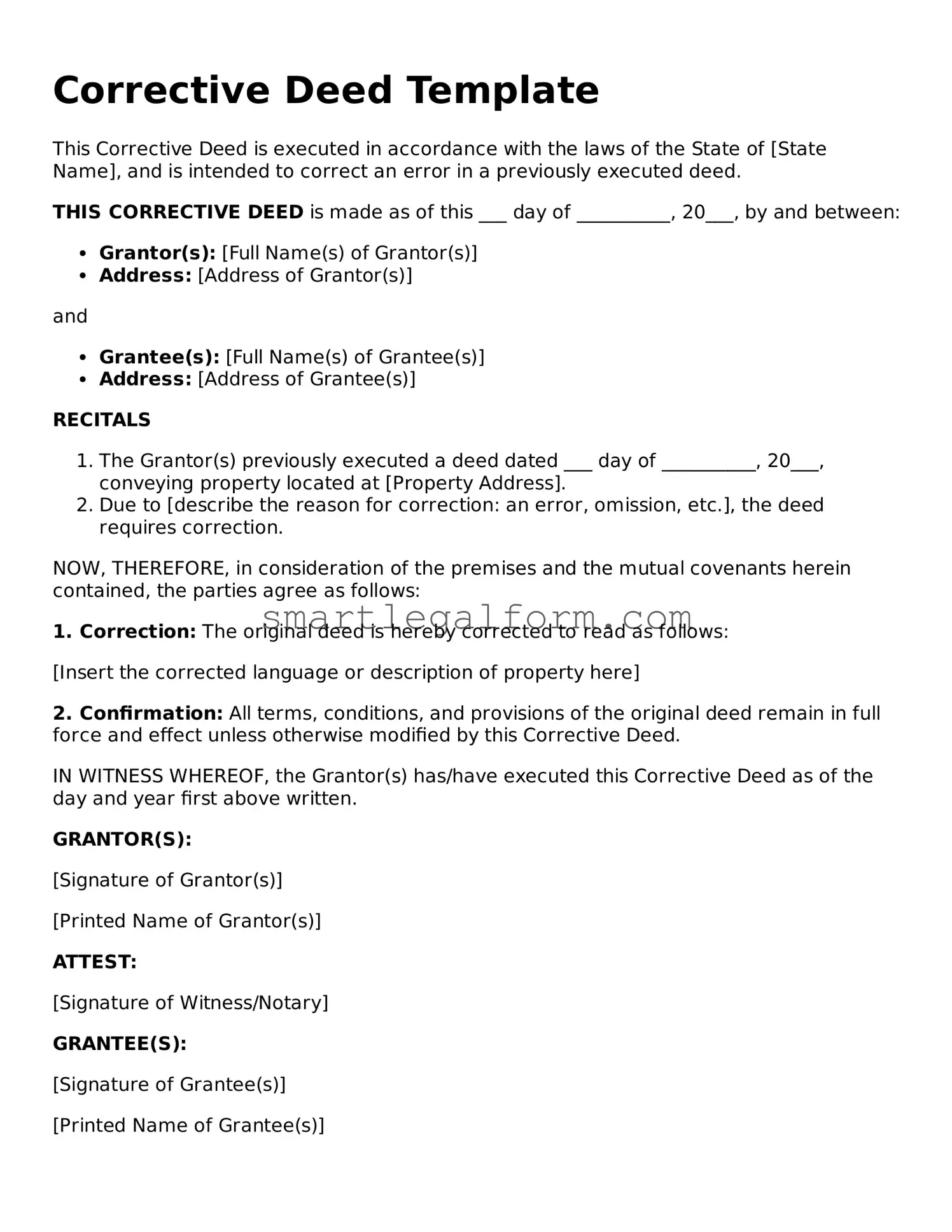 Attorney-Approved Corrective Deed Form