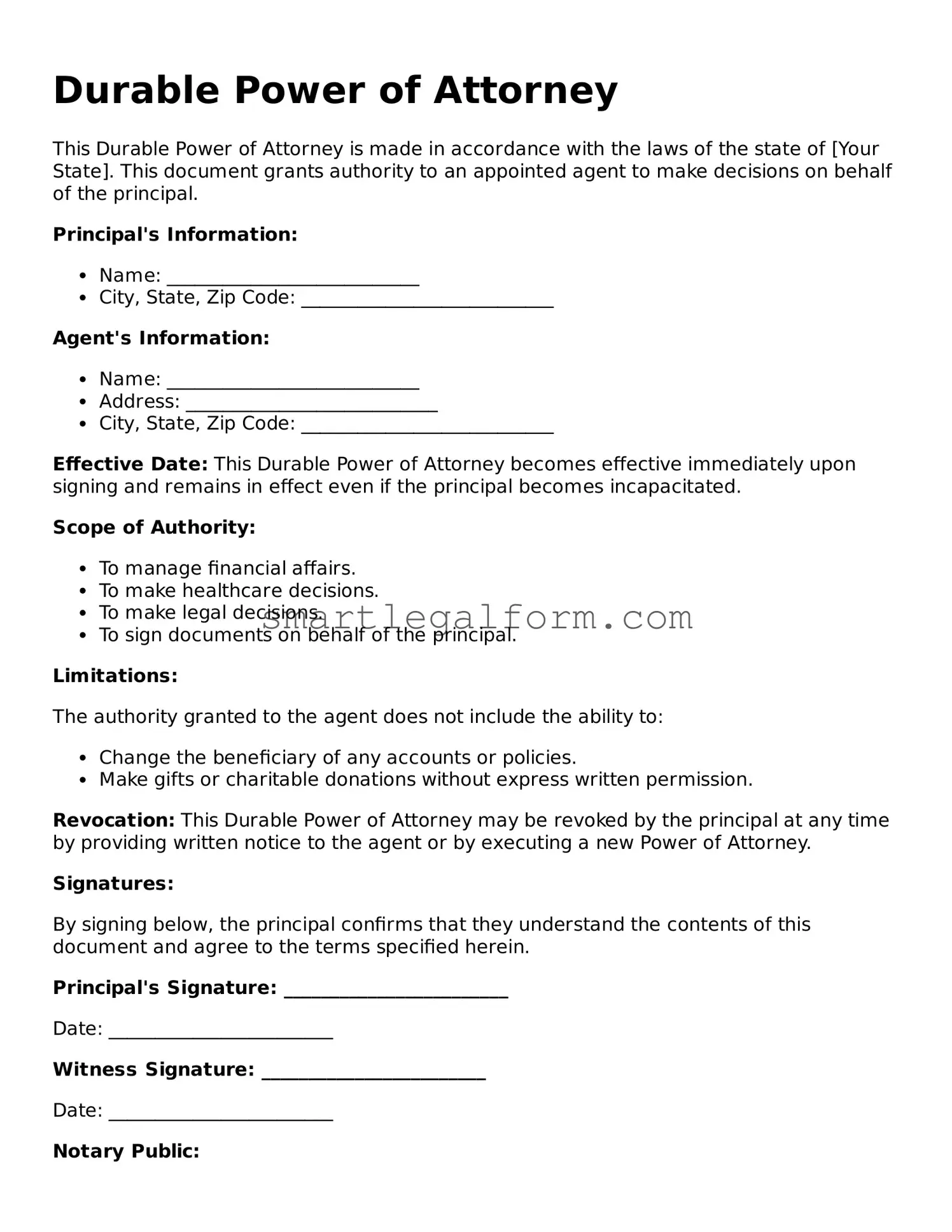 Attorney-Approved Durable Power of Attorney Form