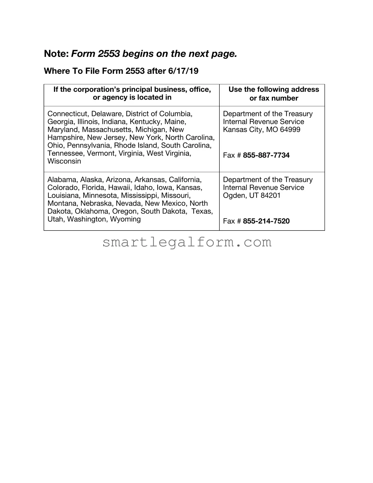 Free IRS 2553 Form