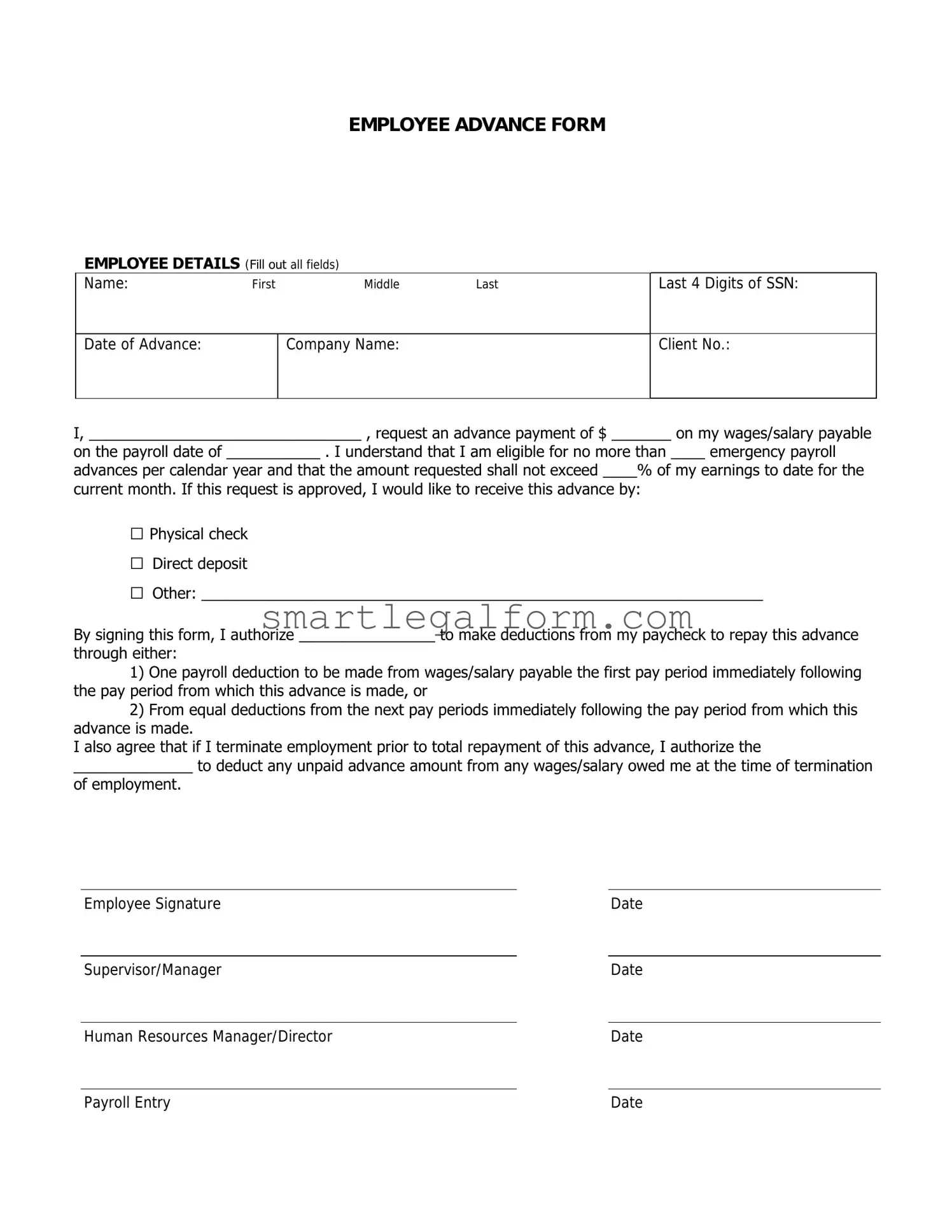 Free Employee Advance Form