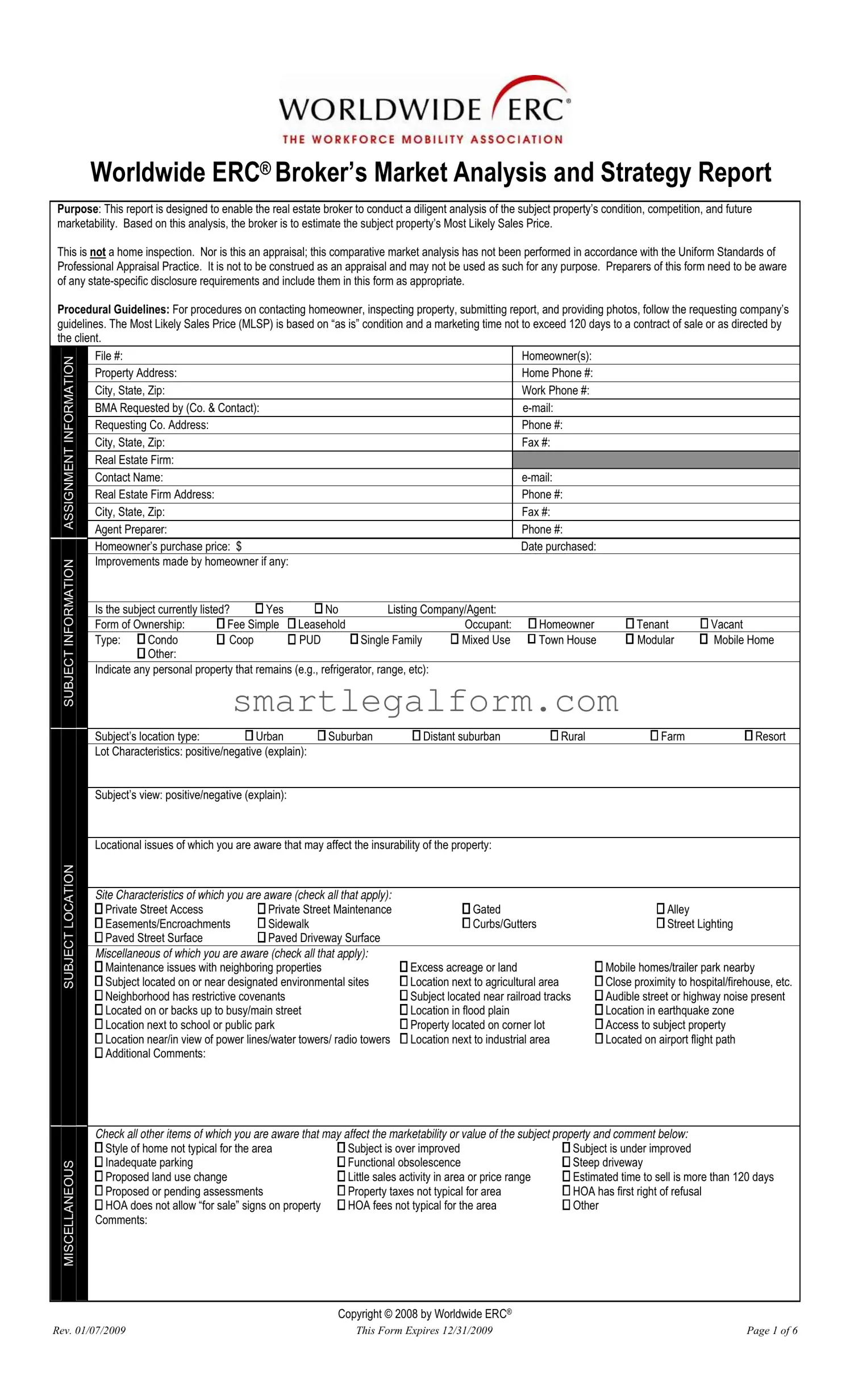 Free Erc Broker Market Analysis Form