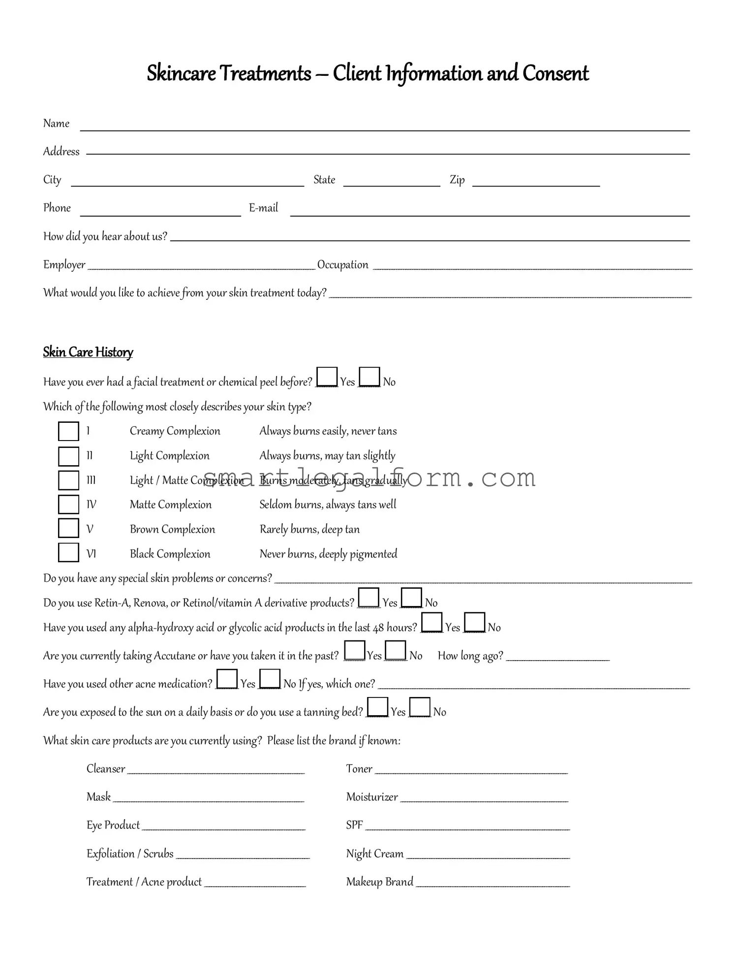 Free Facial Consent Form