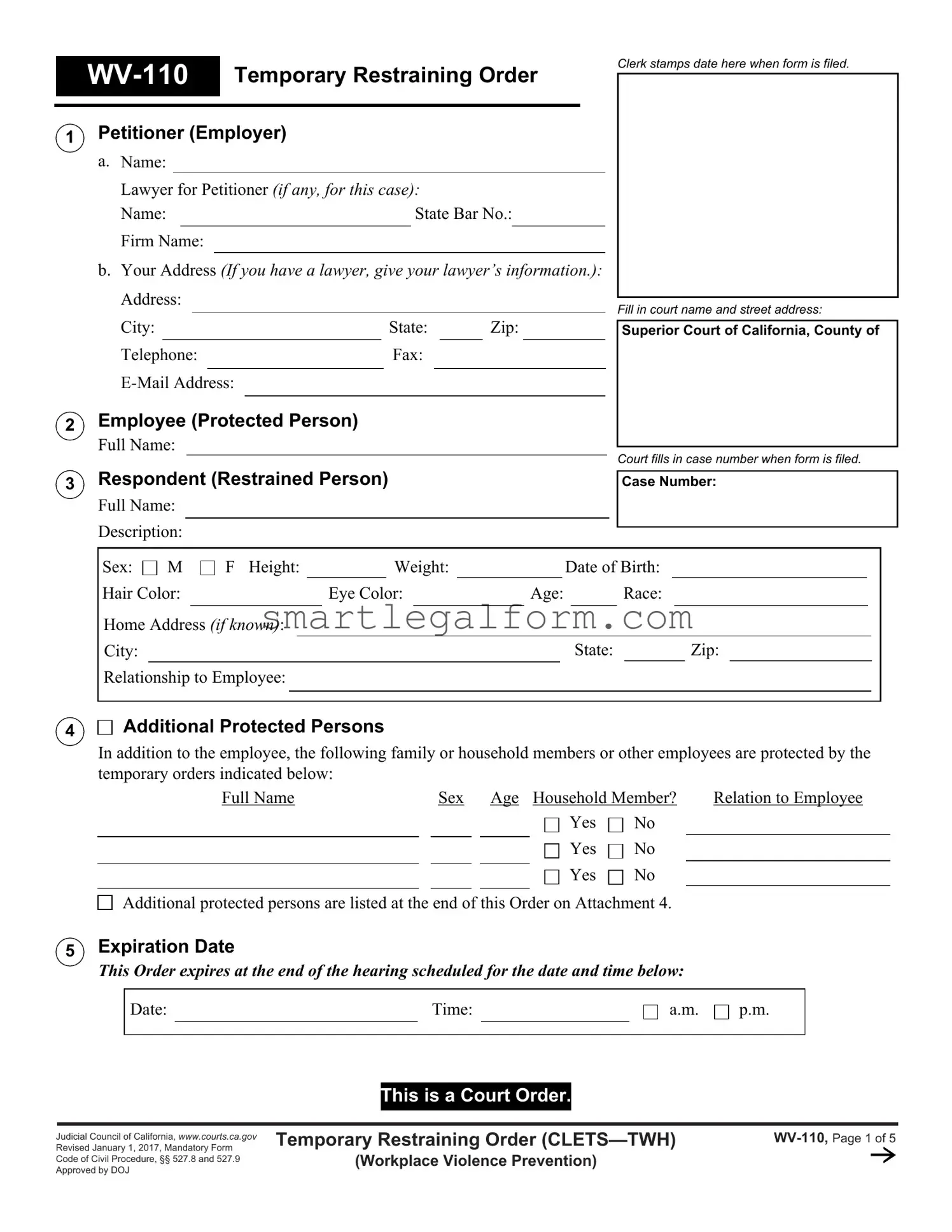 Free Fake Restraining Order Form
