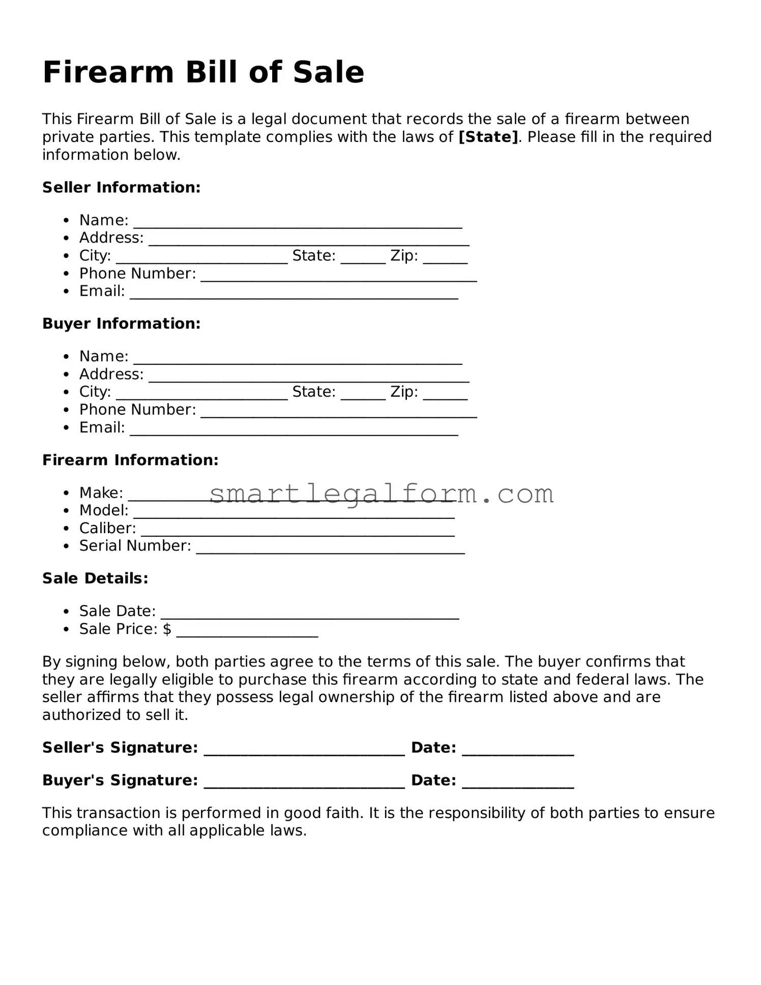Attorney-Approved Firearm Bill of Sale Form