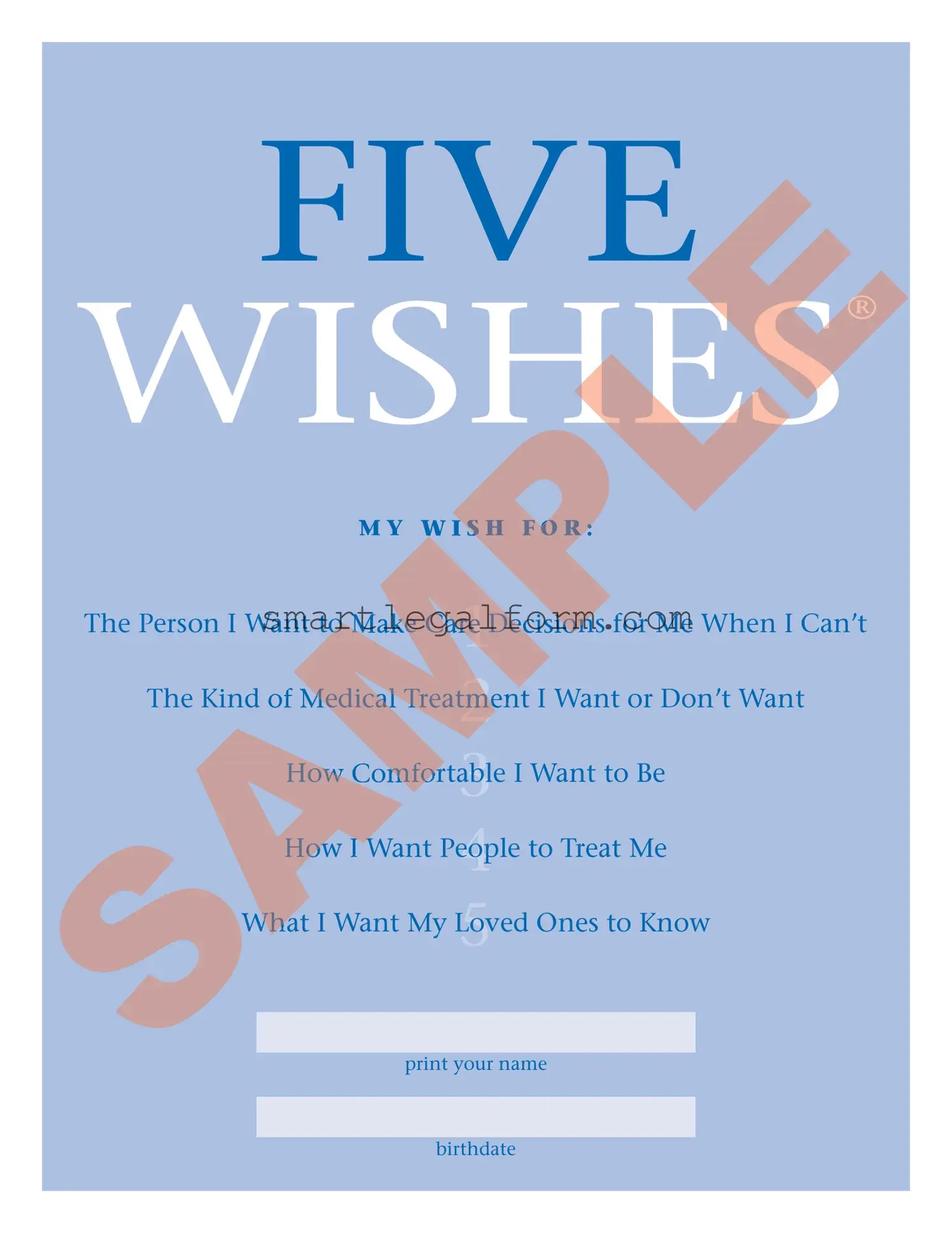 Free 5 Wishes Document Form