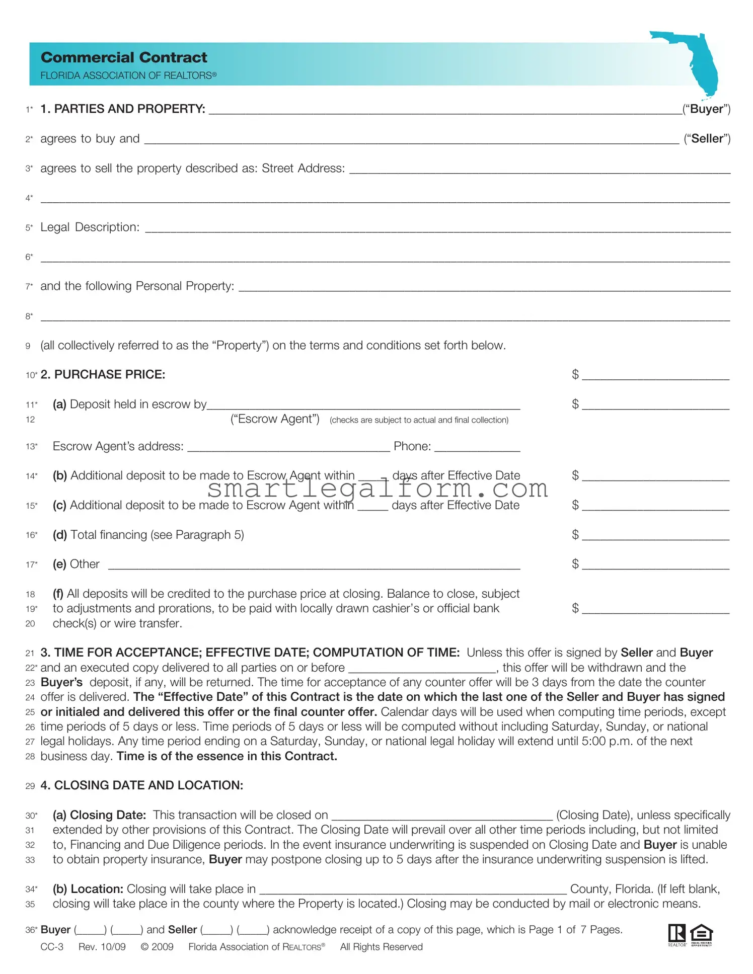 Free Florida Commercial Contract Form