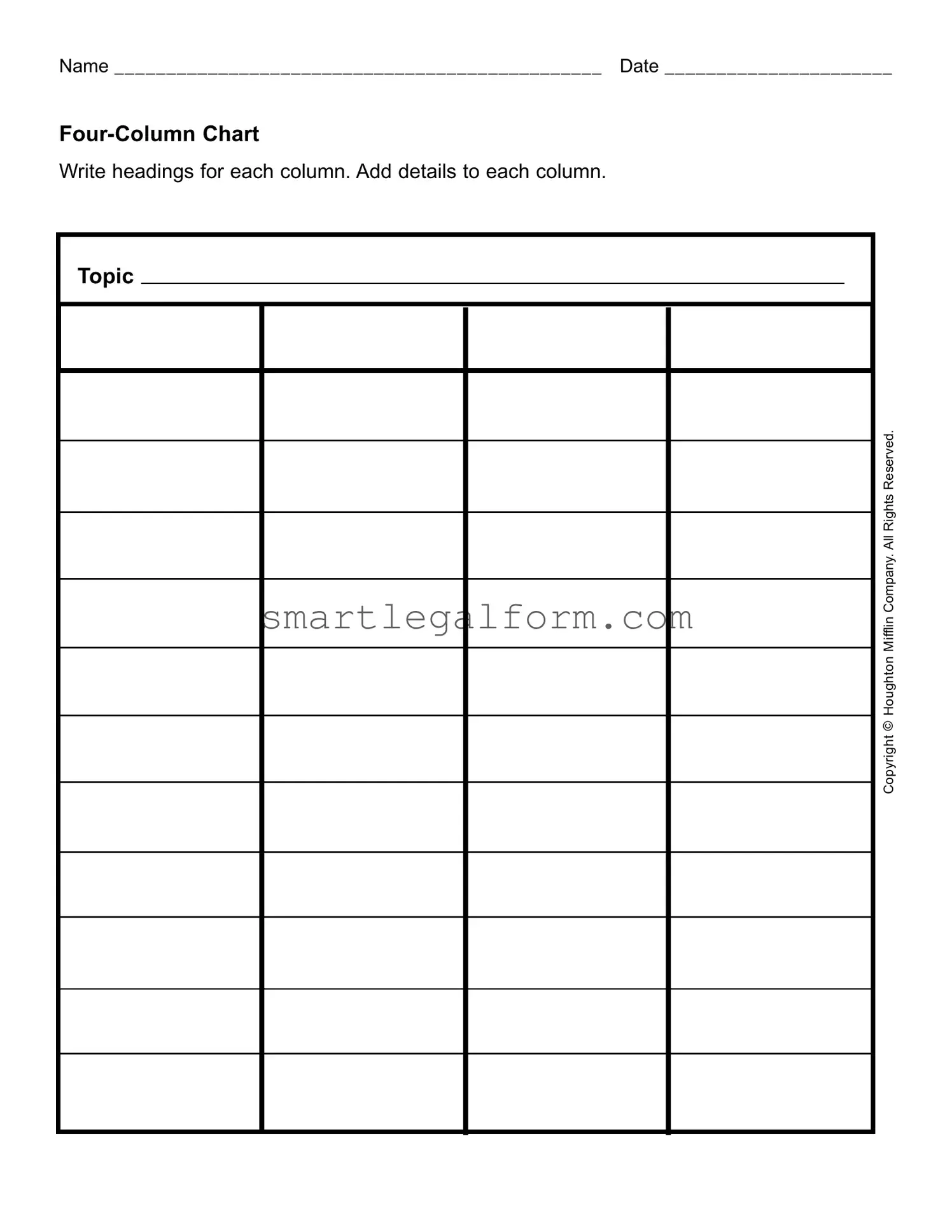Free Four Column Chart Form