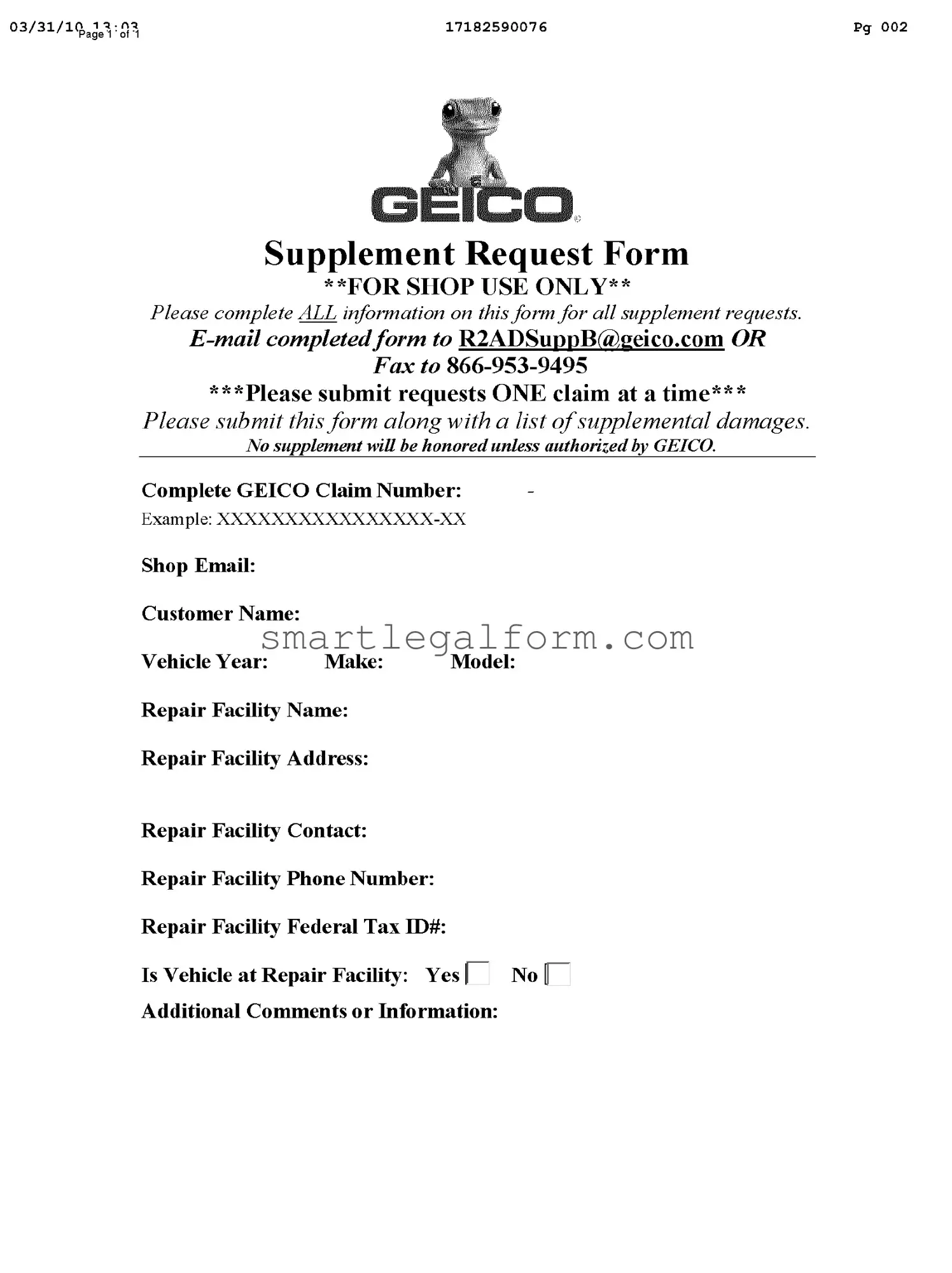 Free Geico Supplement Request Form
