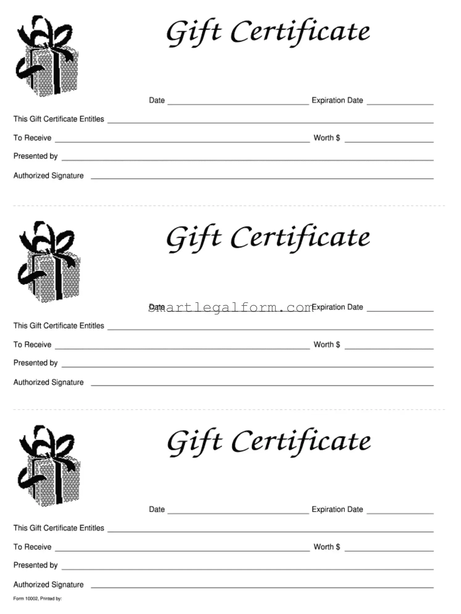 Free Gift Certificate Form