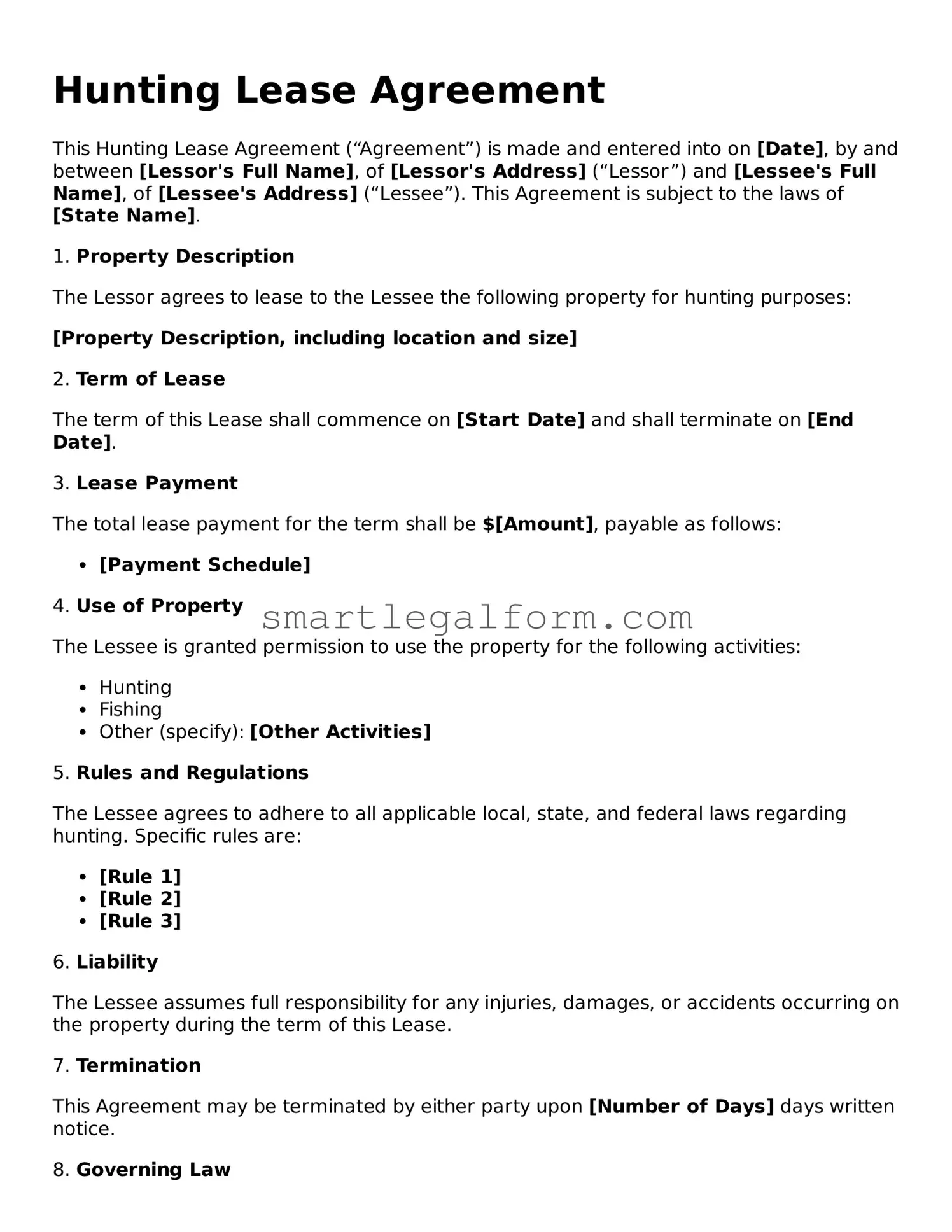 Attorney-Approved Hunting Lease Agreement Form