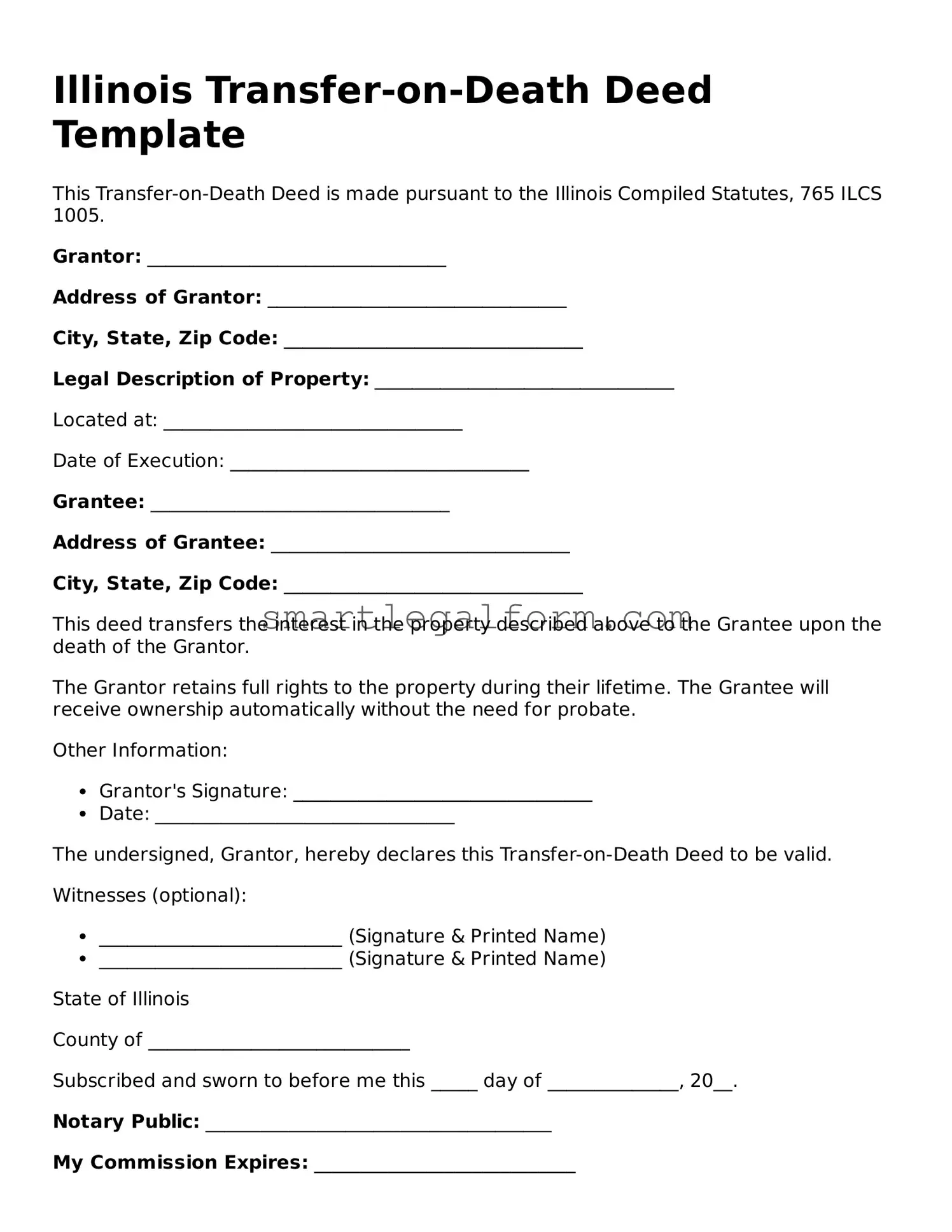 Printable Illinois Transfer-on-Death Deed Document