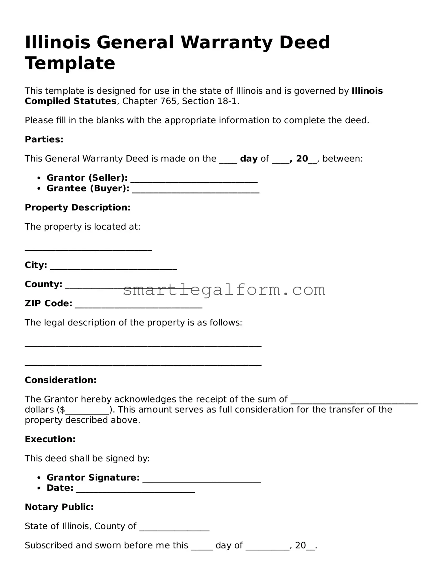 Printable Illinois Deed Document
