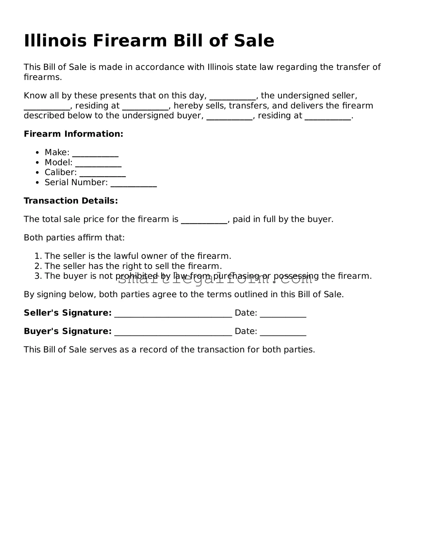 Printable Illinois Firearm Bill of Sale Document