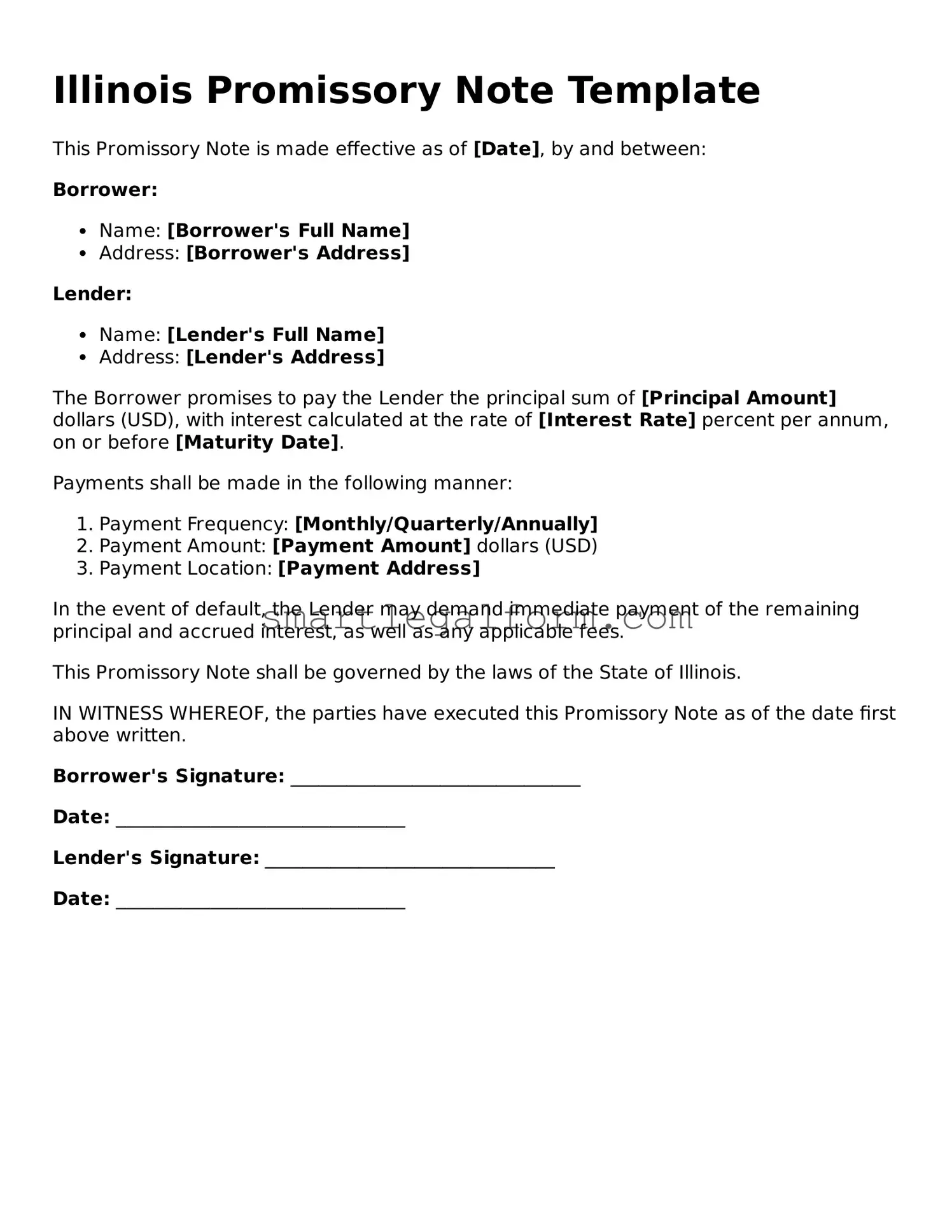 Printable Illinois Promissory Note Document