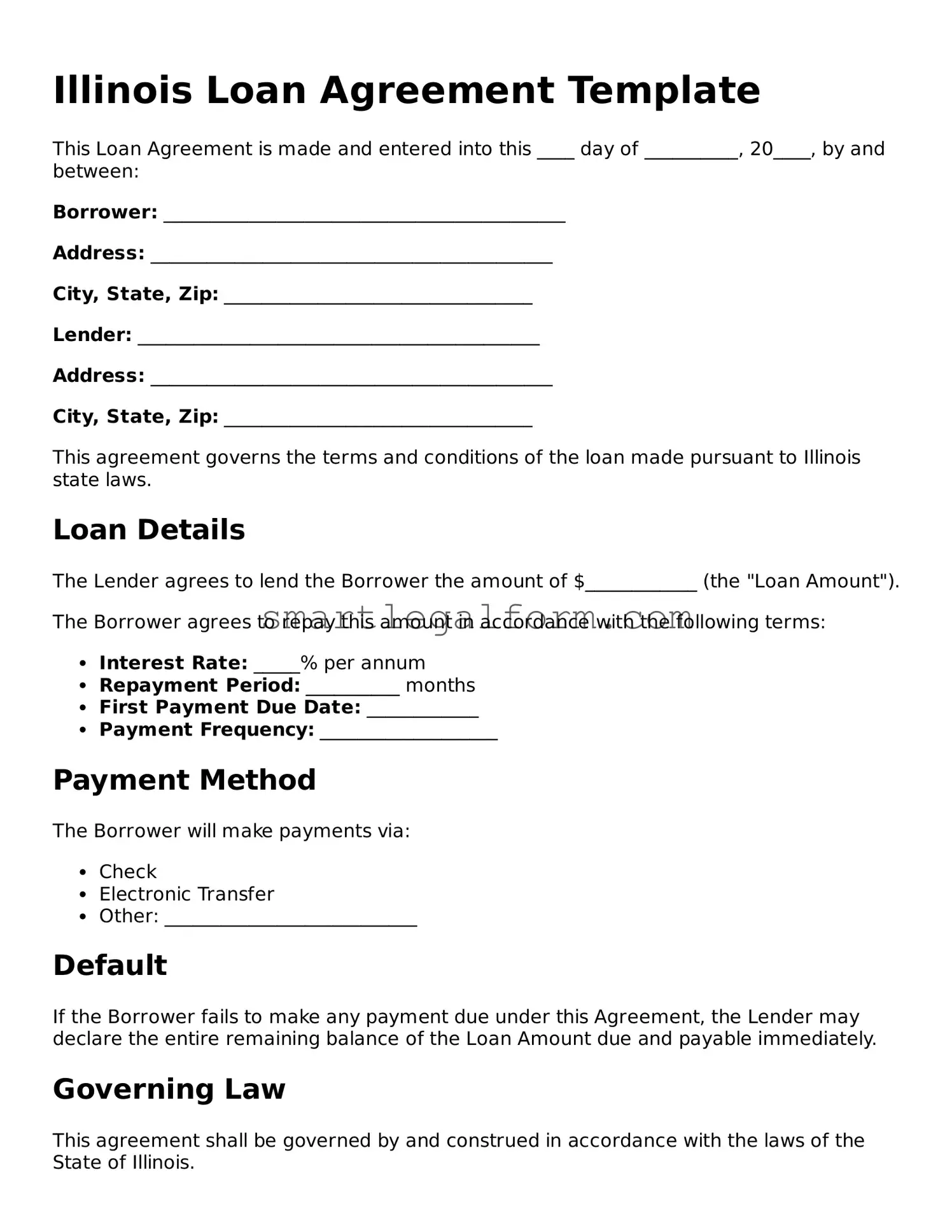 Printable Illinois Loan Agreement Document