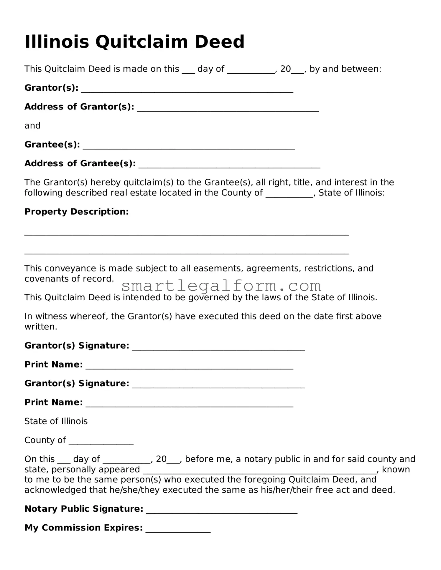Printable Illinois Quitclaim Deed Document