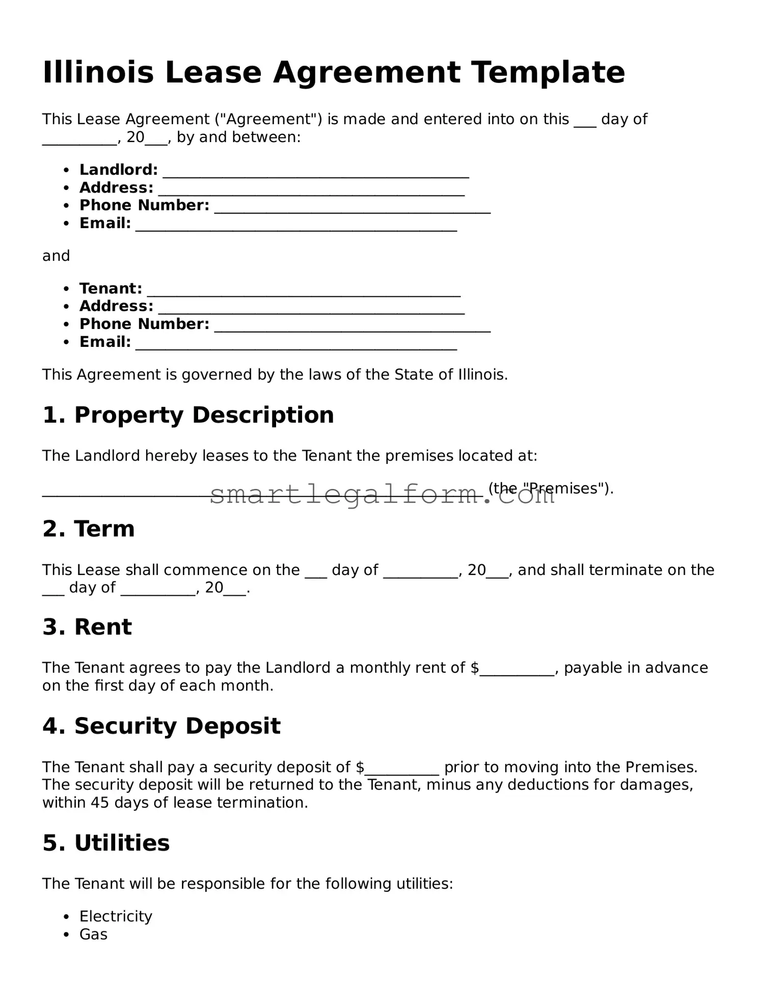 Printable Illinois Lease Agreement Document