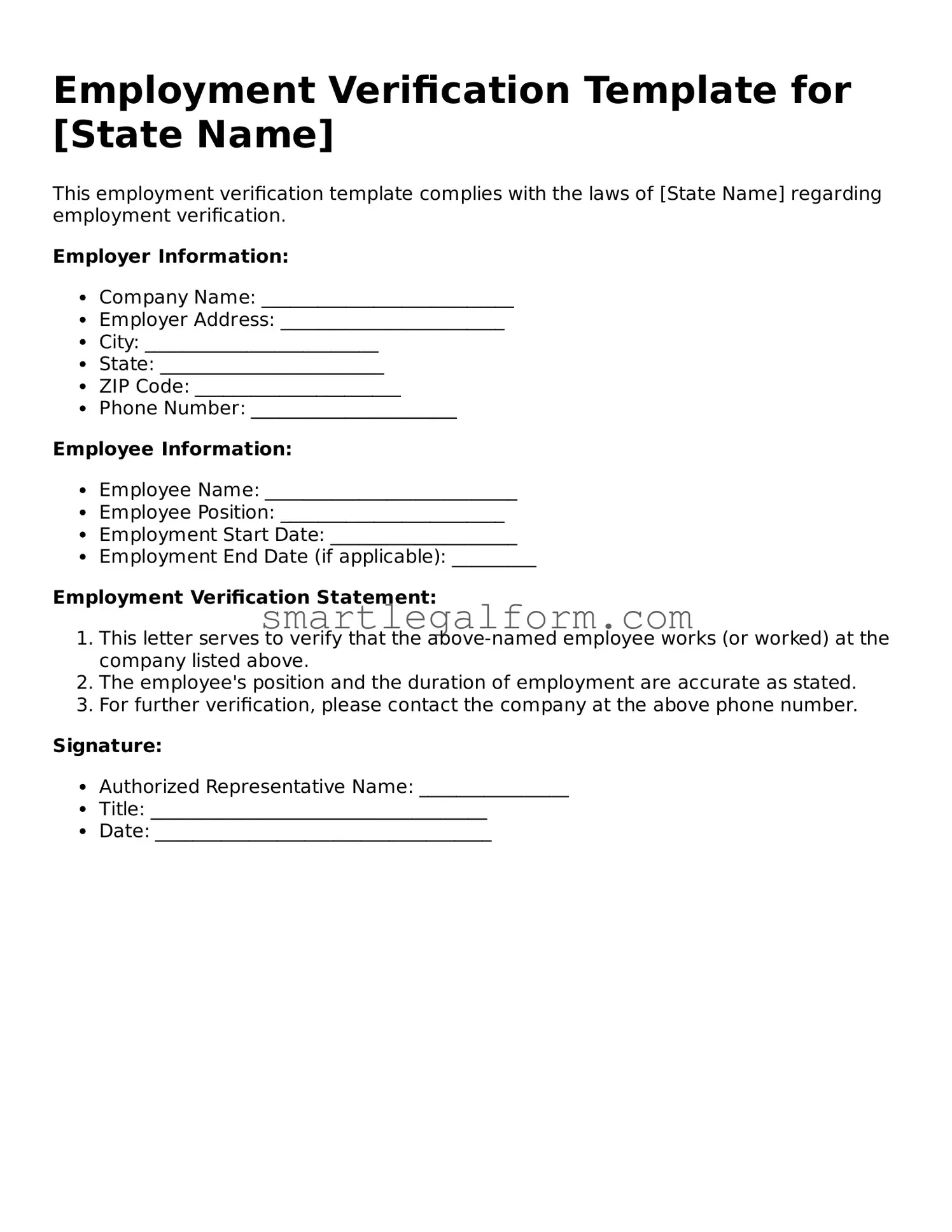 Attorney-Approved Employment Verification Form