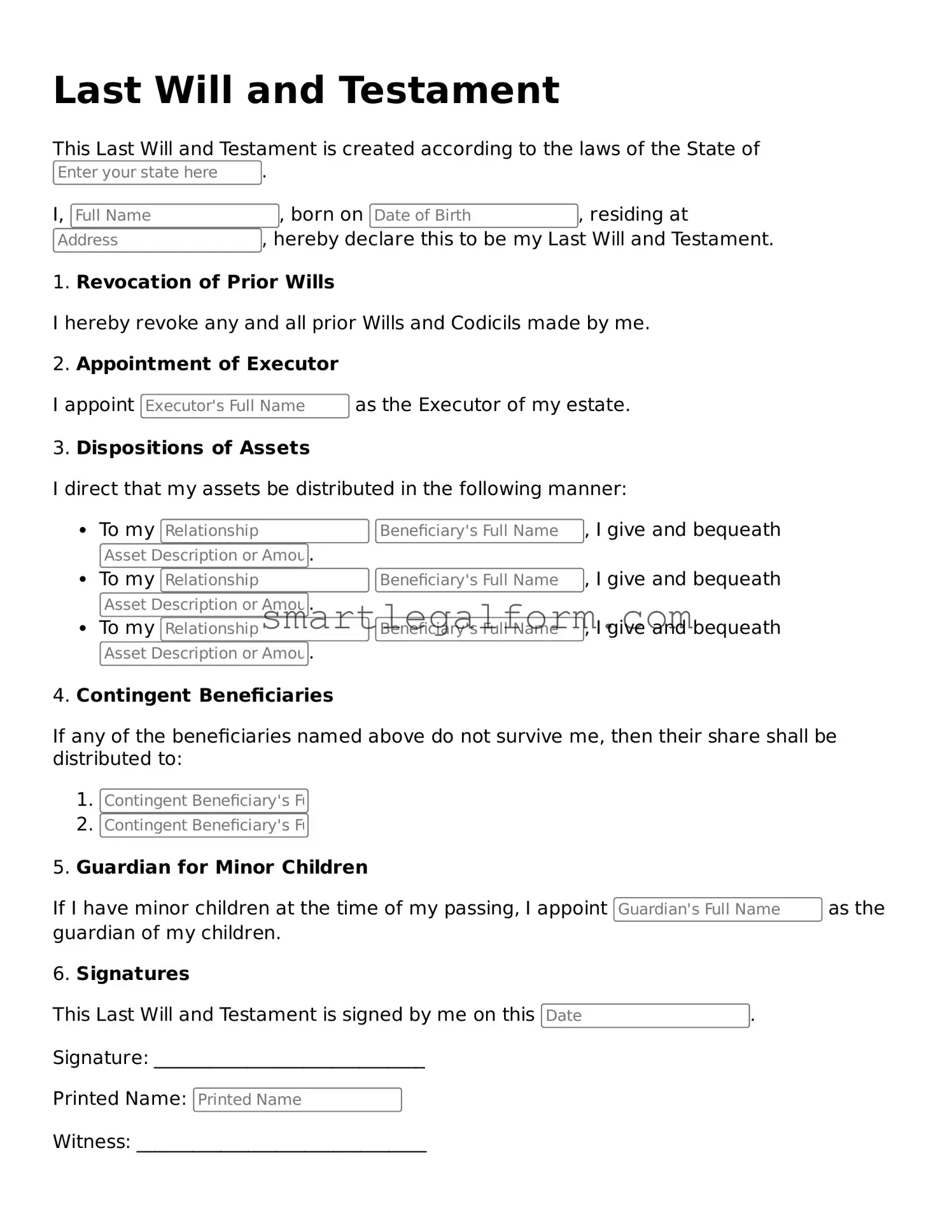 Attorney-Approved Last Will and Testament Form