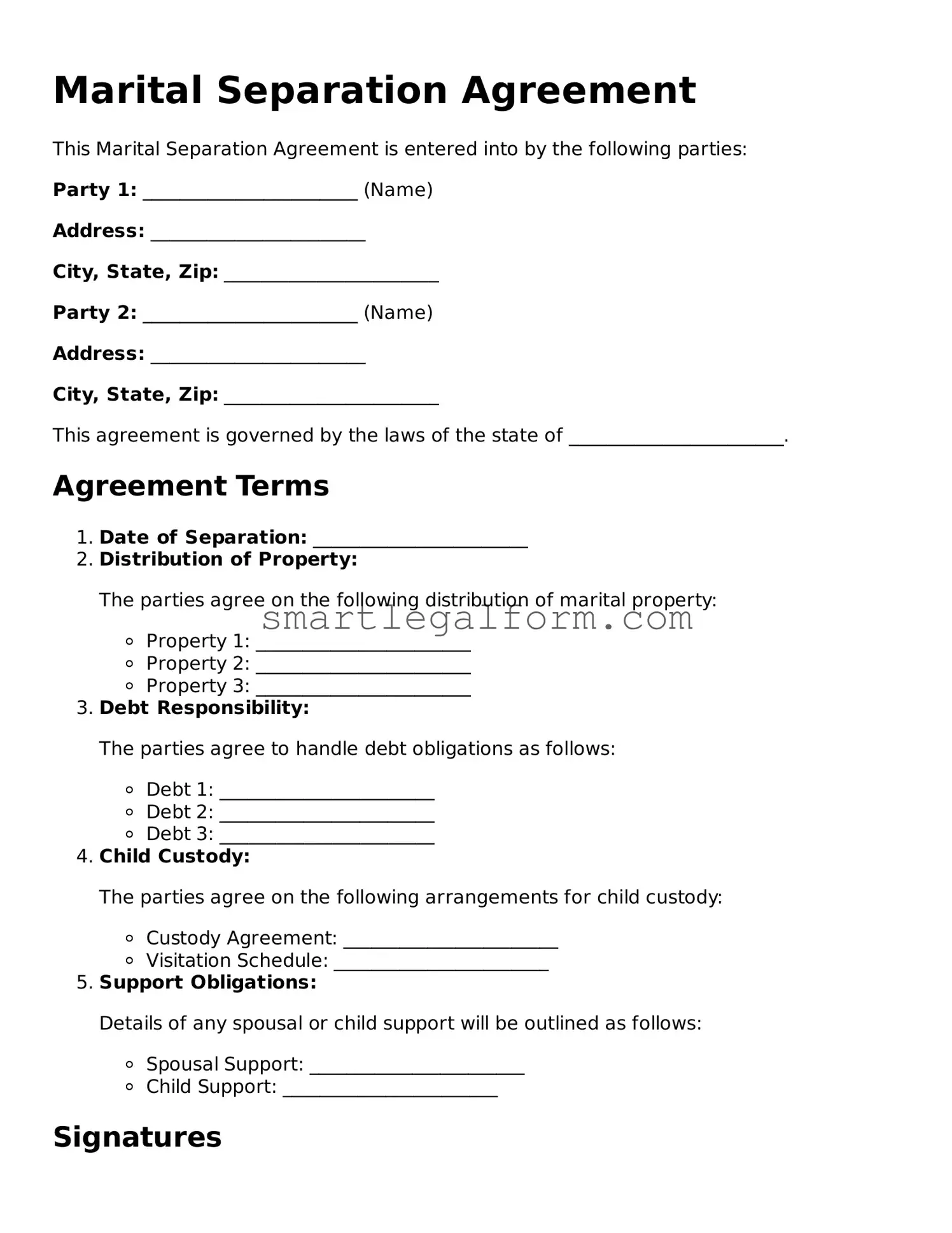 Attorney-Approved Marital Separation Agreement Form