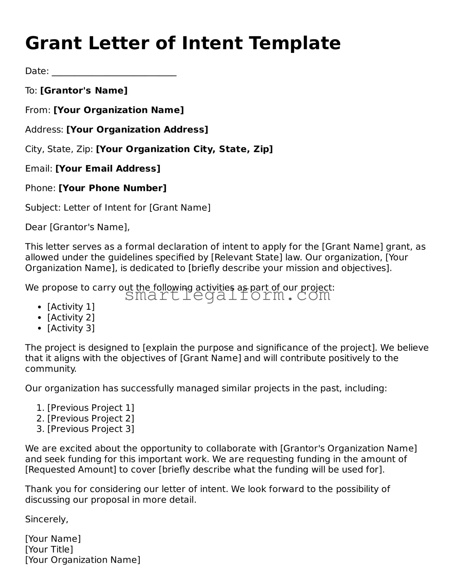 Attorney-Approved Grant Letter of Intent Form