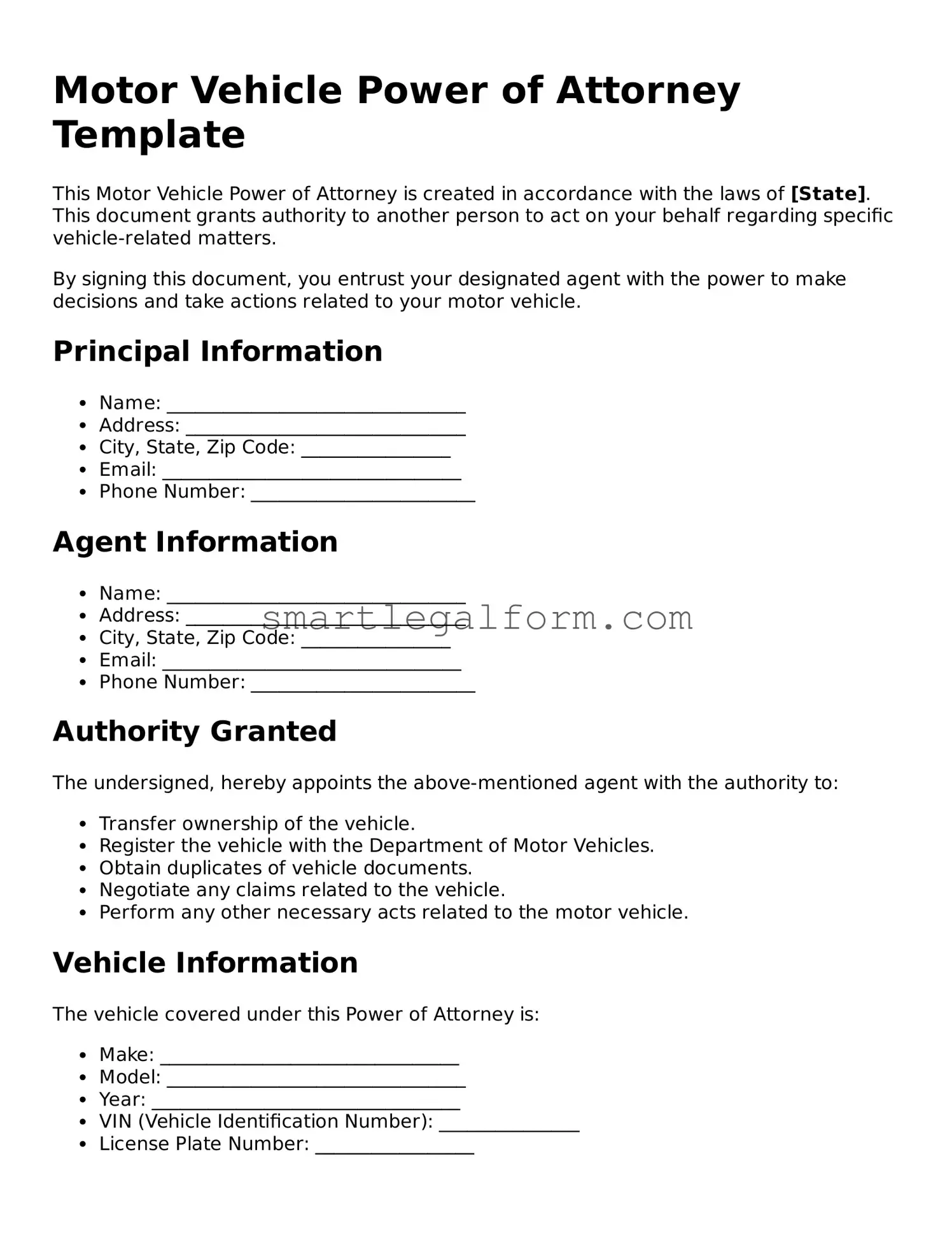 Attorney-Approved Motor Vehicle Power of Attorney Form