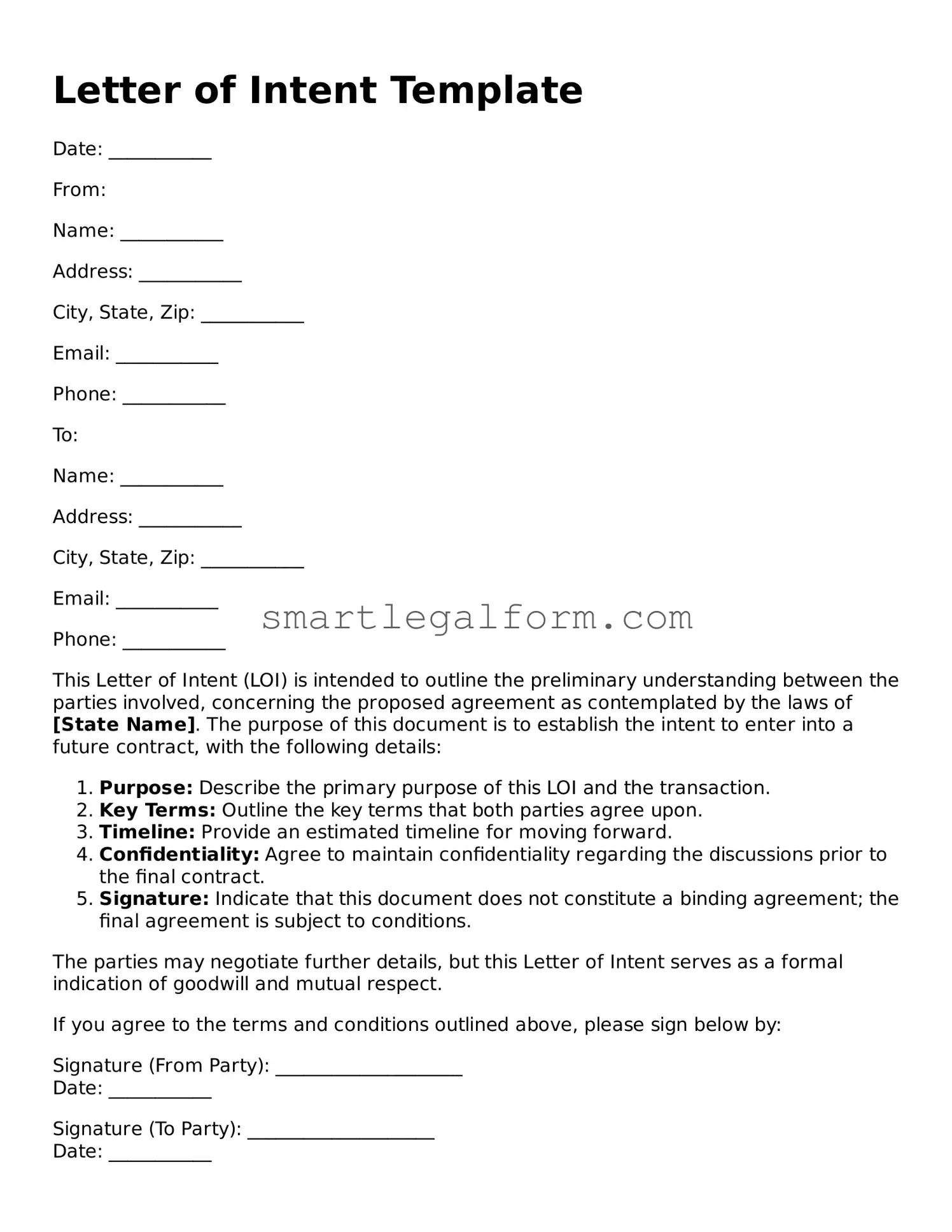 Attorney-Approved Letter of Intent Form