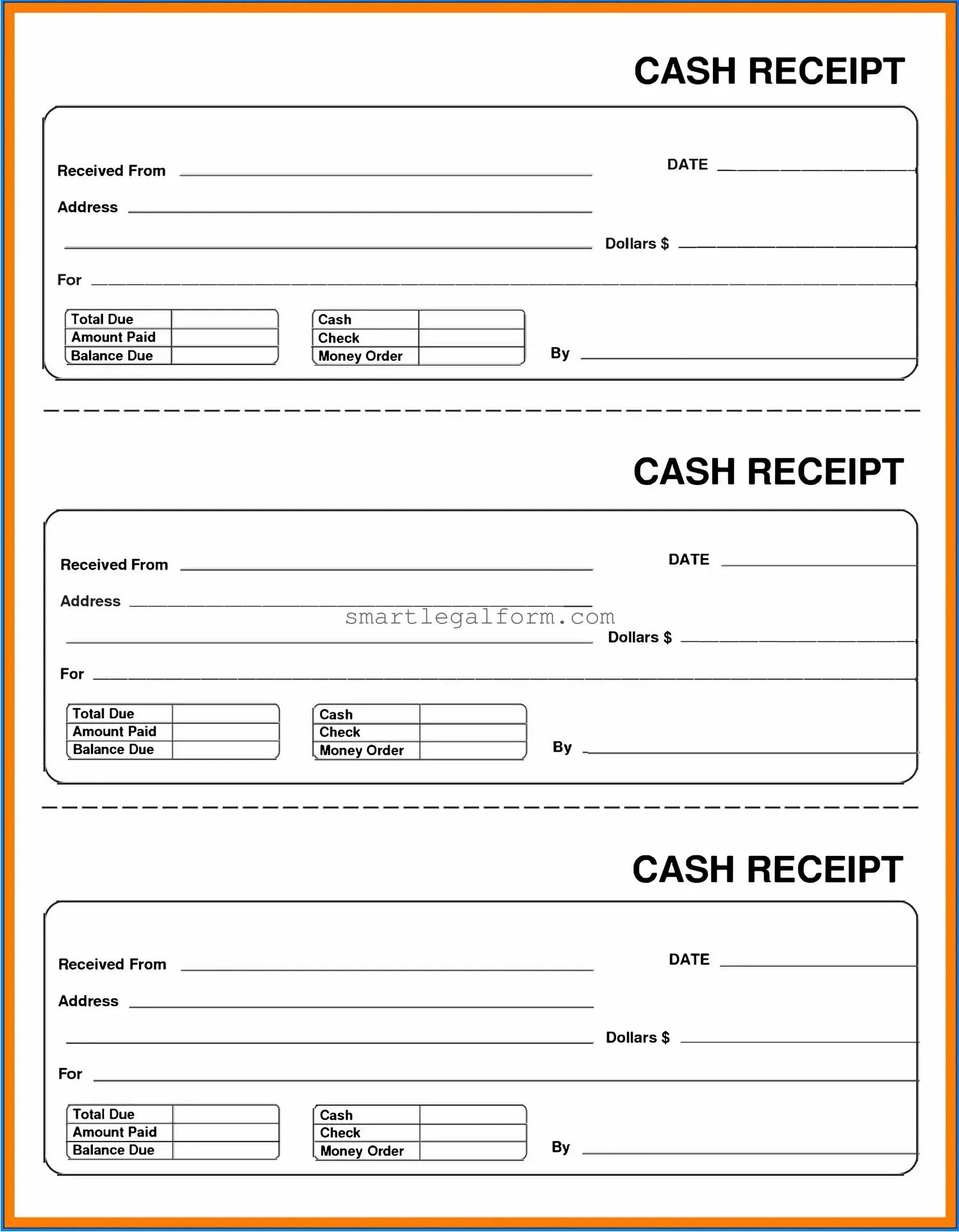 Free Cash Receipt Form
