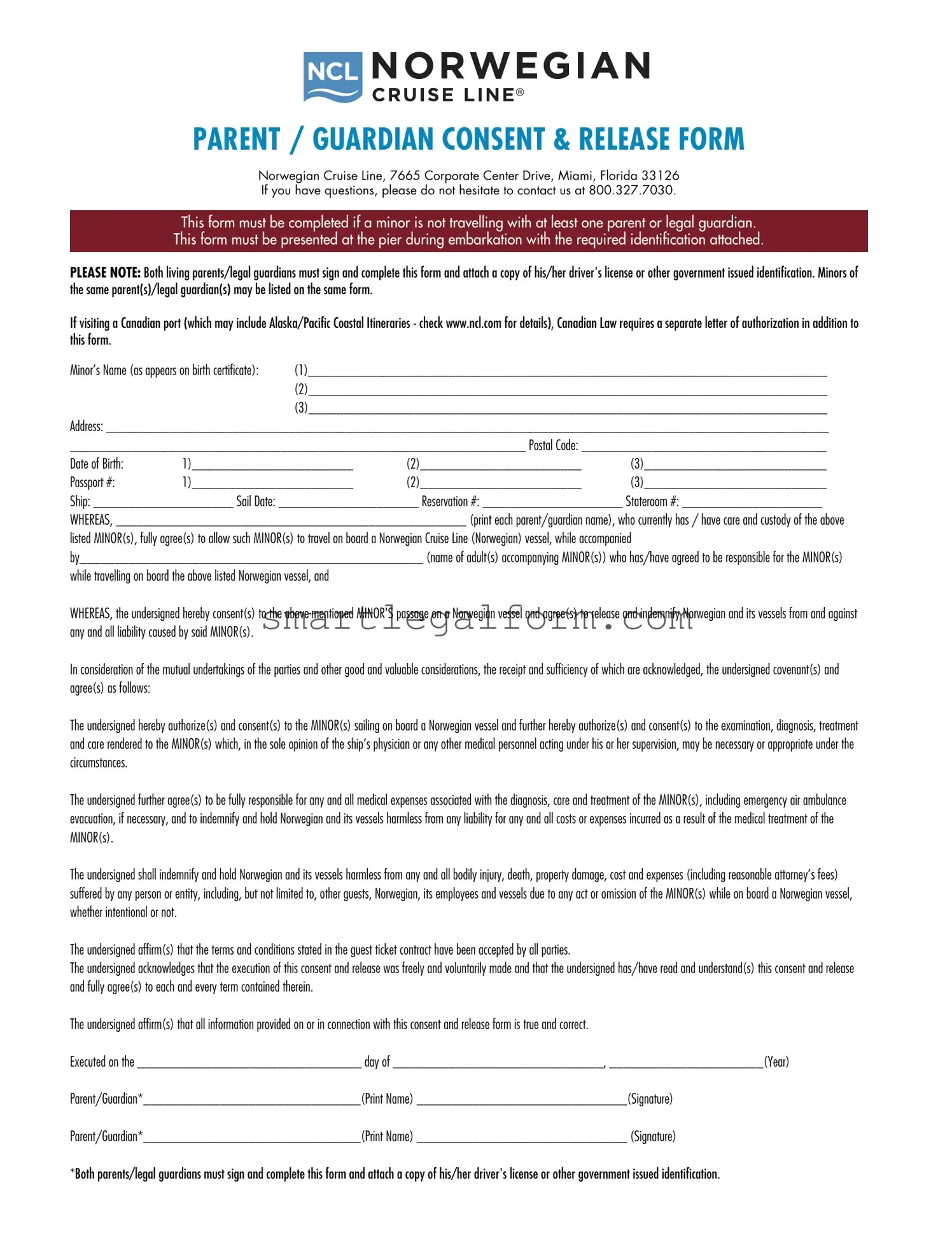 Free NCL Parental Consent Form