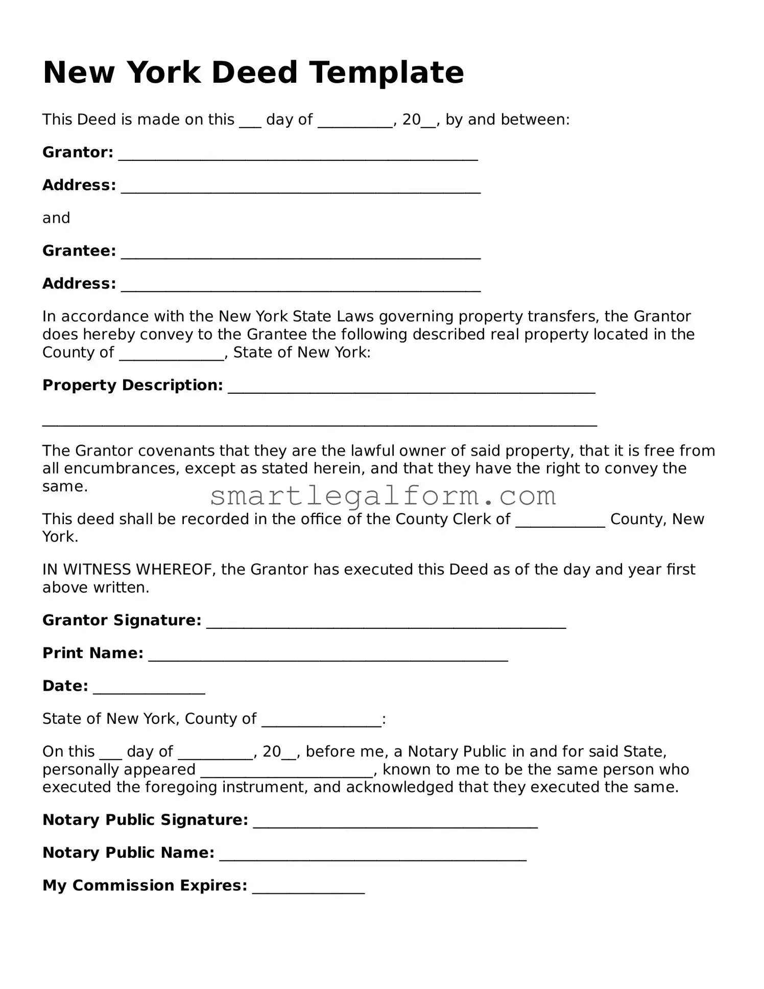 Printable New York Deed Document