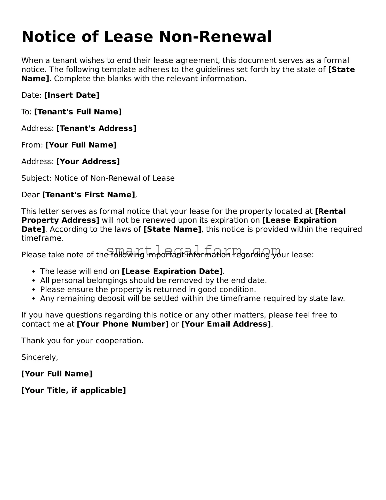 Attorney-Approved Notice of Lease Non-Renewal Form