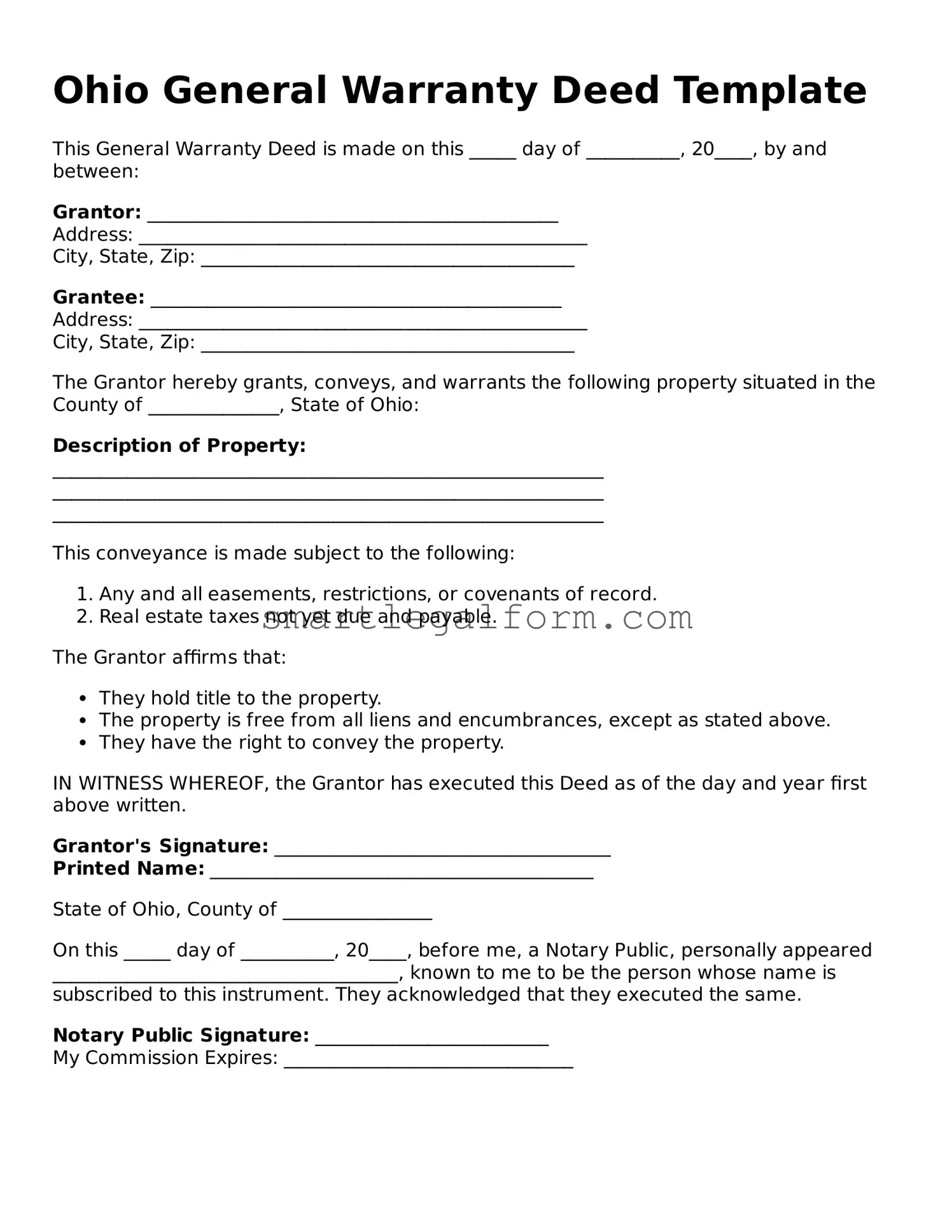 Printable Ohio Deed Document