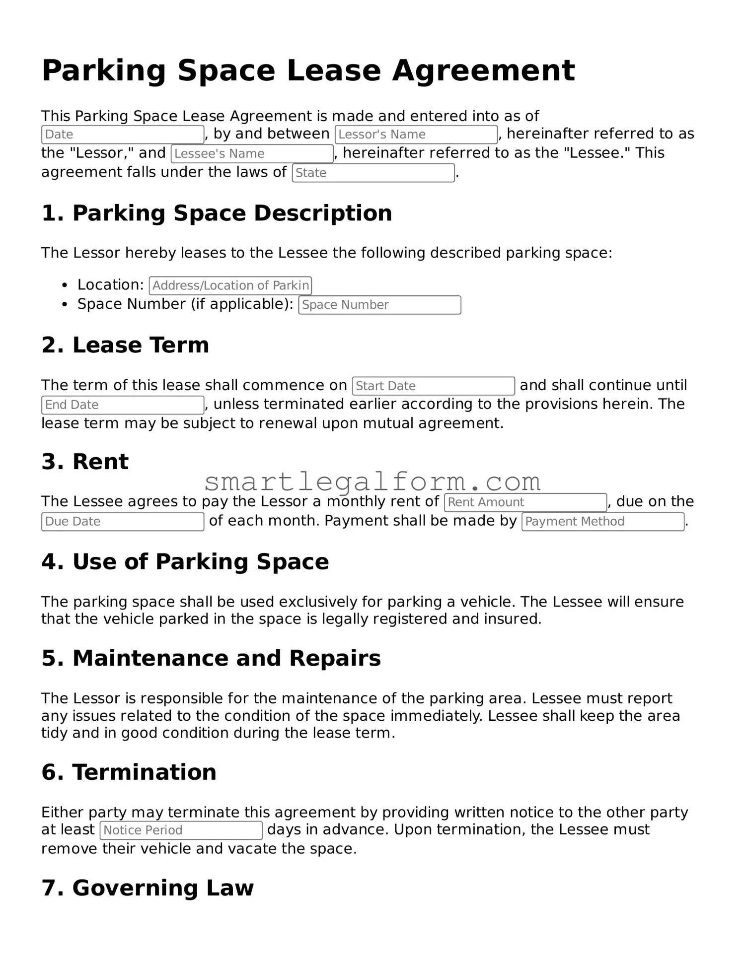 Attorney-Approved Parking Space Lease Agreement Form