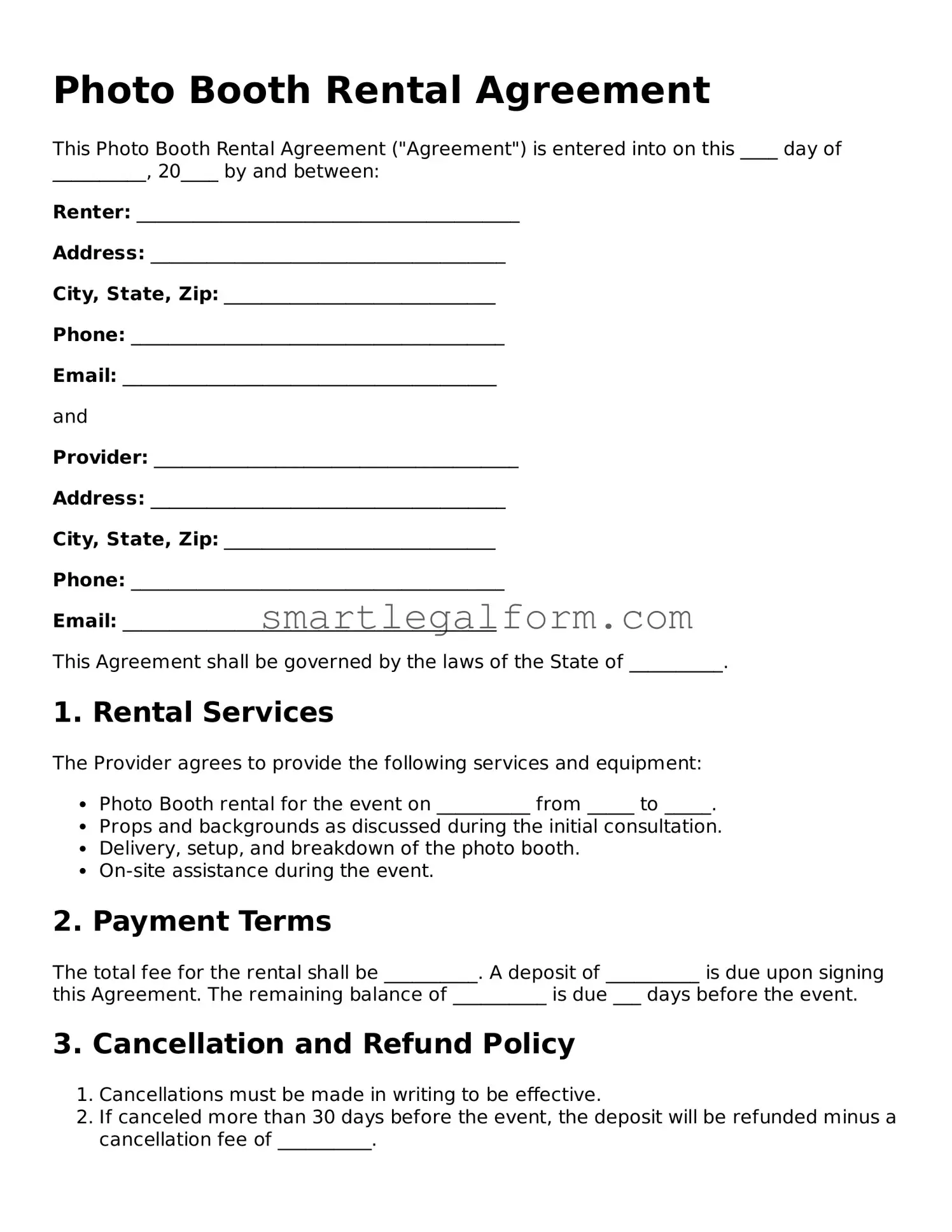 Attorney-Approved Photo Booth Rental Agreement Form