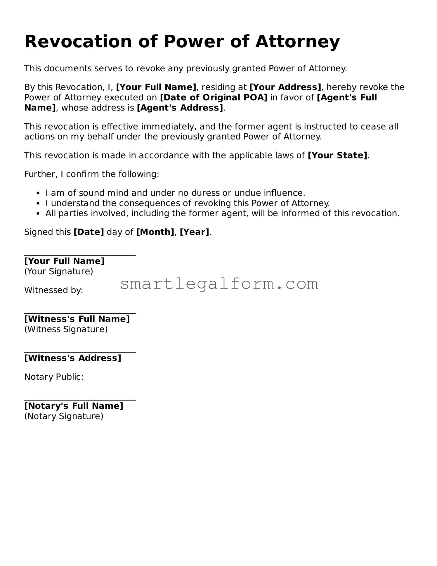 Attorney-Approved Revocation of Power of Attorney Form